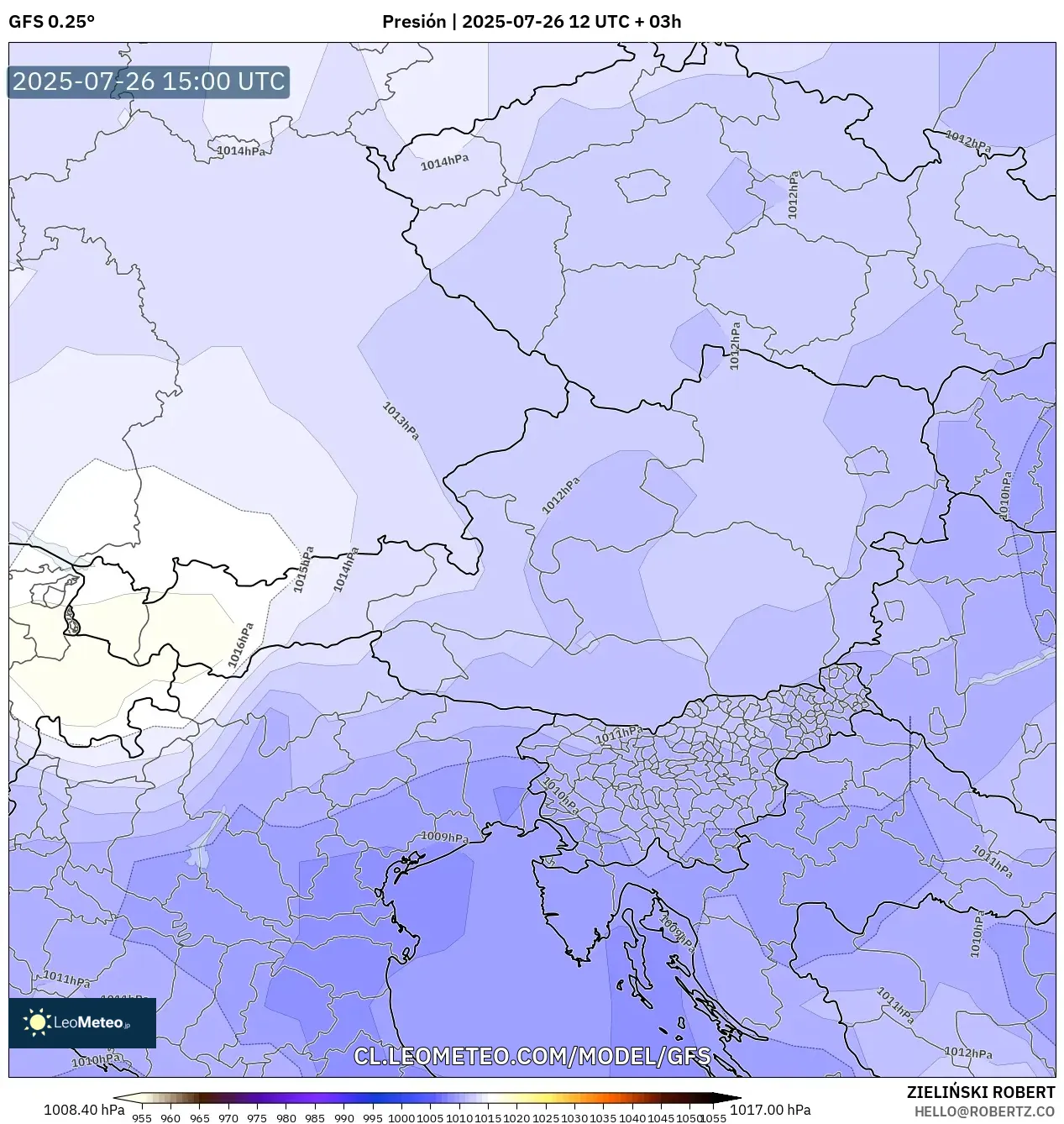 GFS model - Austria, Presión