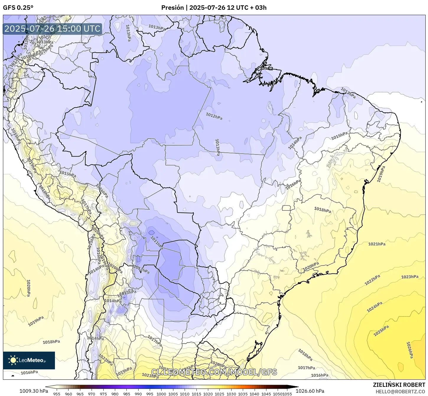 GFS model - Brasil, Presión