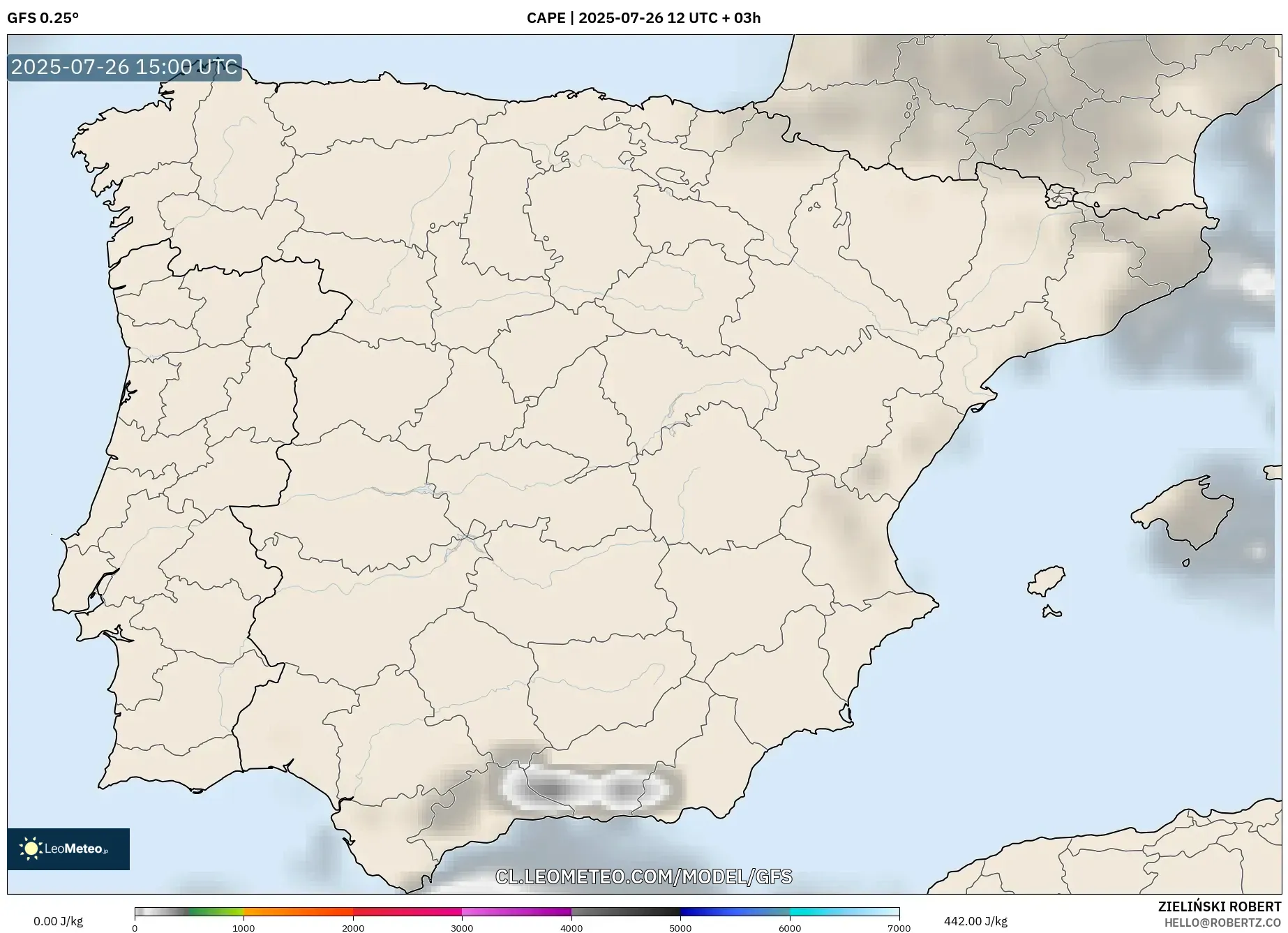 GFS model - España, CAPE