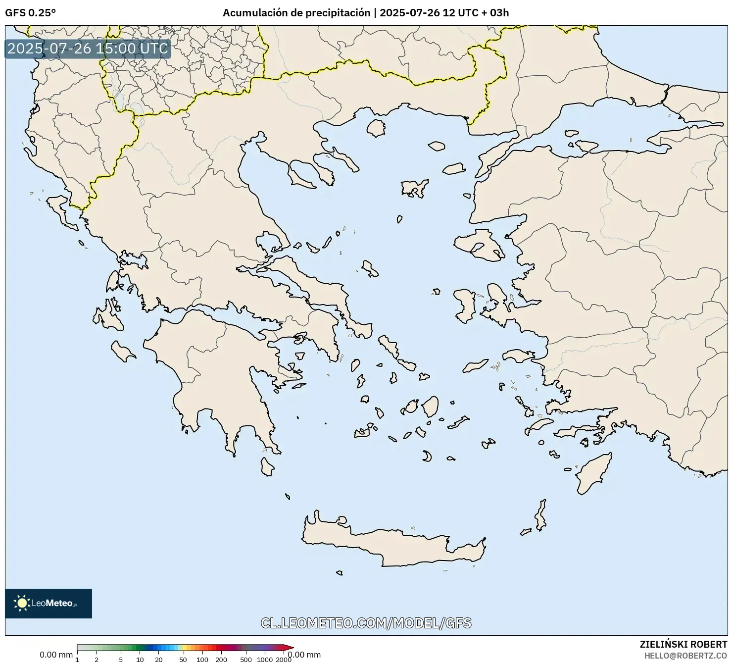 GFS model - Grecia, Acumulación de precipitación