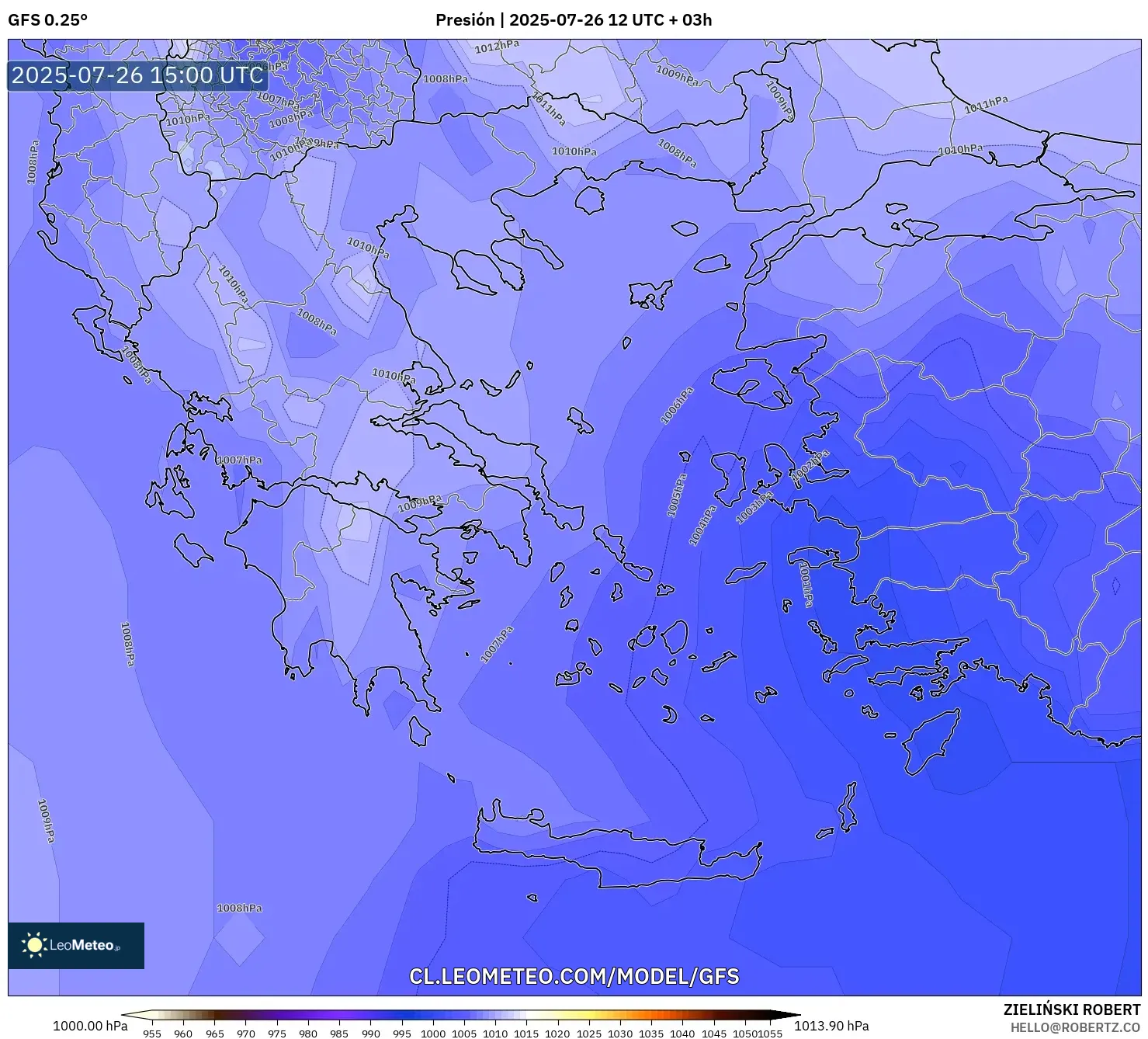GFS model - Grecia, Presión