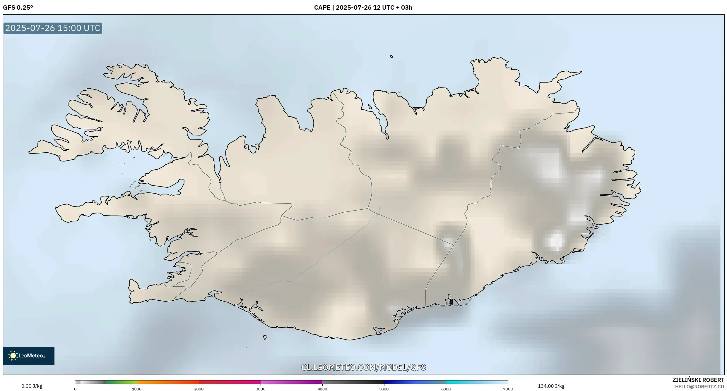 GFS model - Islandia, CAPE