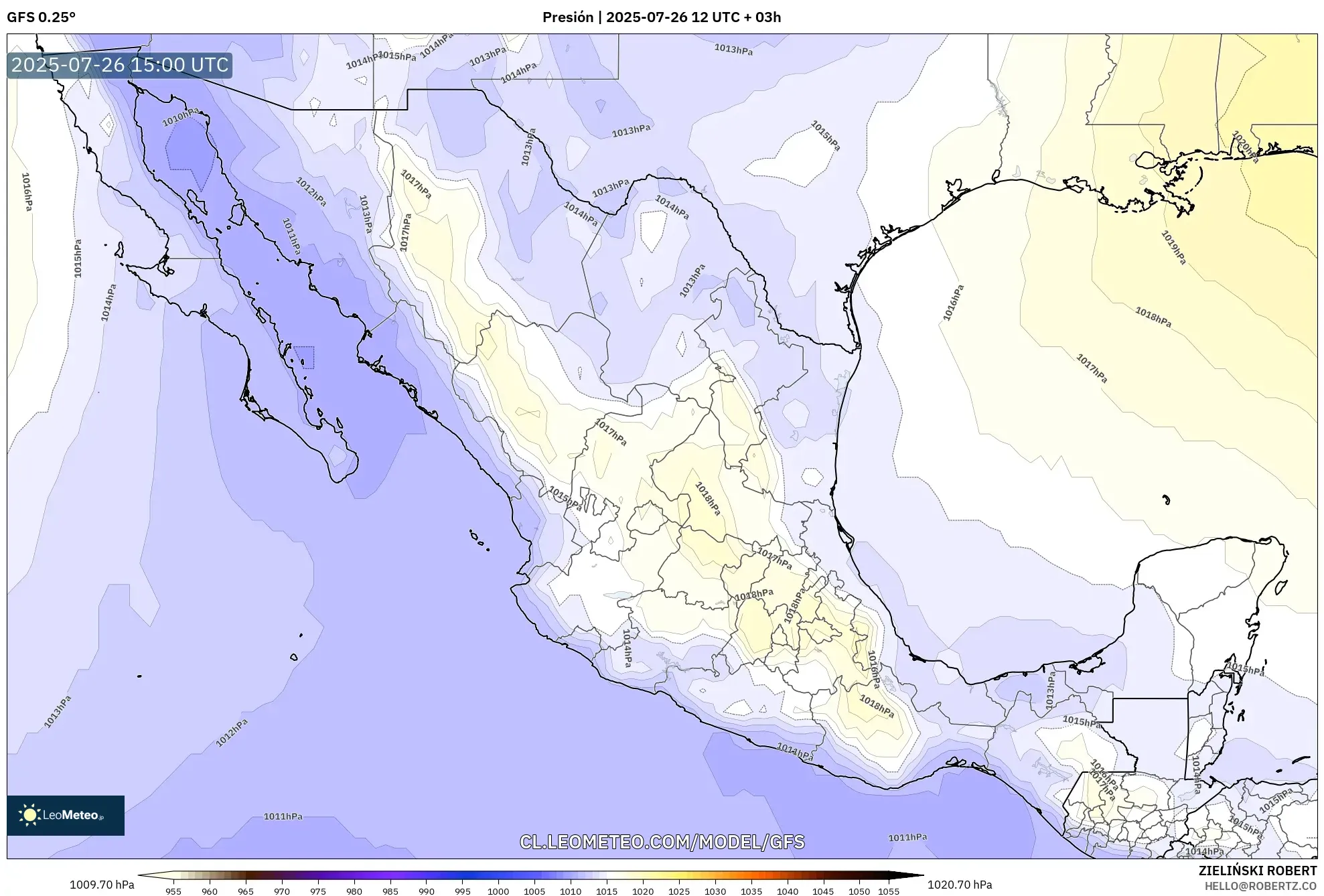 GFS model - México, Presión