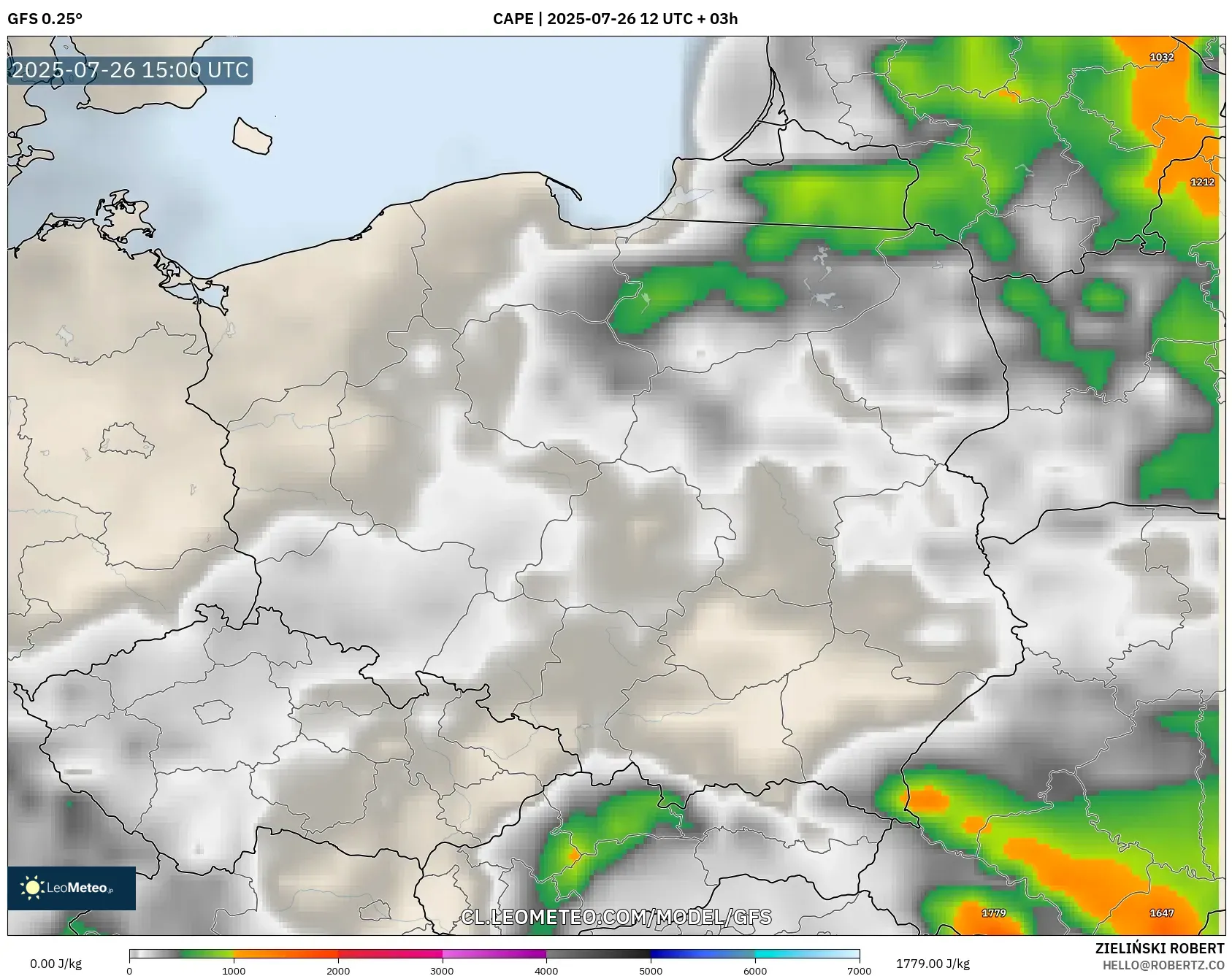 GFS model - Polonia, CAPE