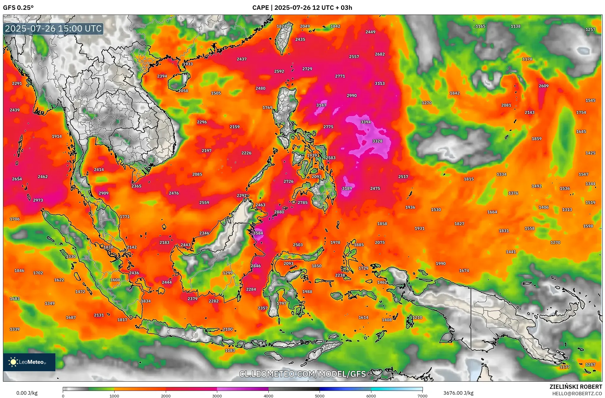 GFS model - Sudeste Asiático, CAPE