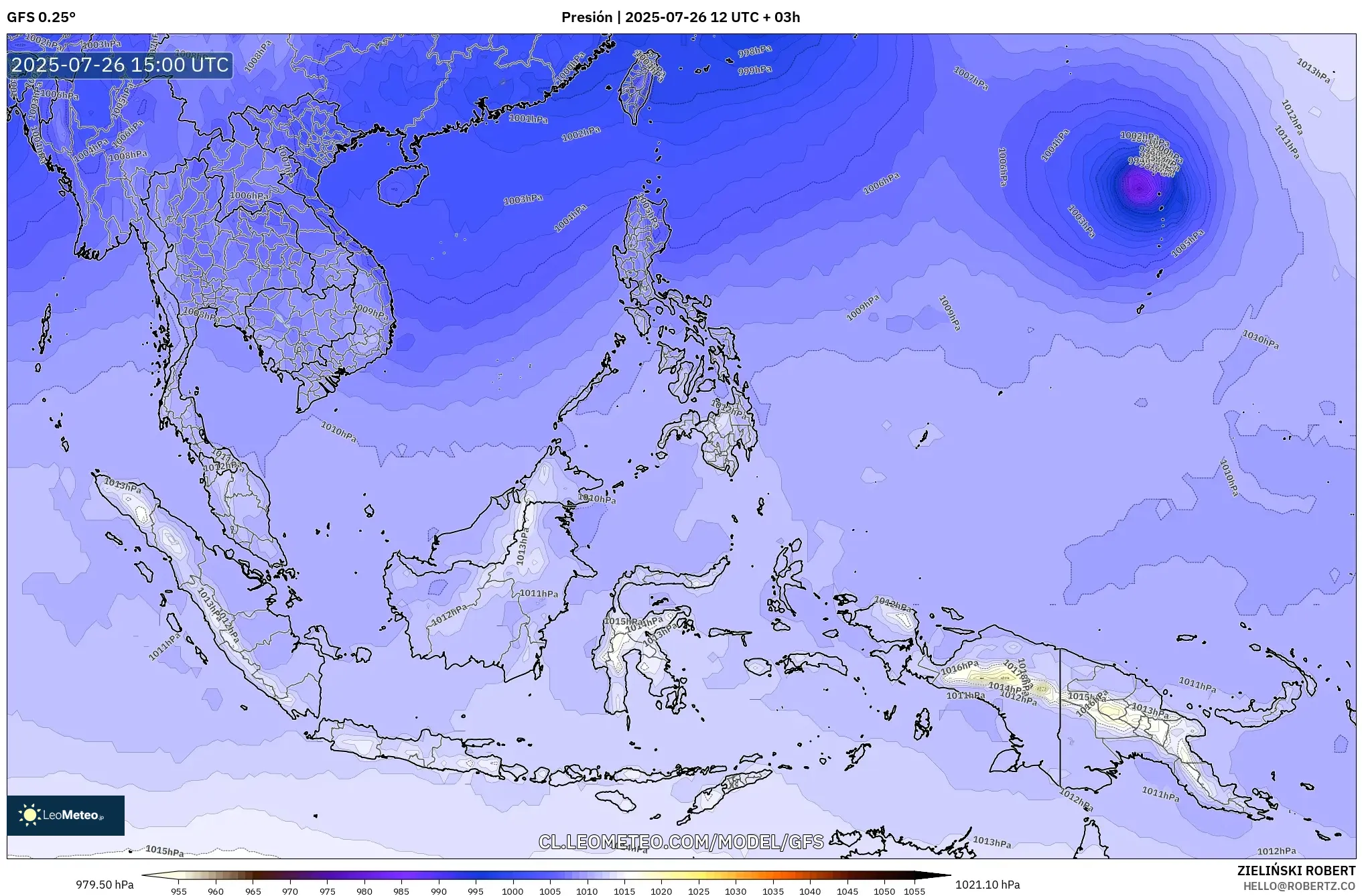 GFS model - Sudeste Asiático, Presión