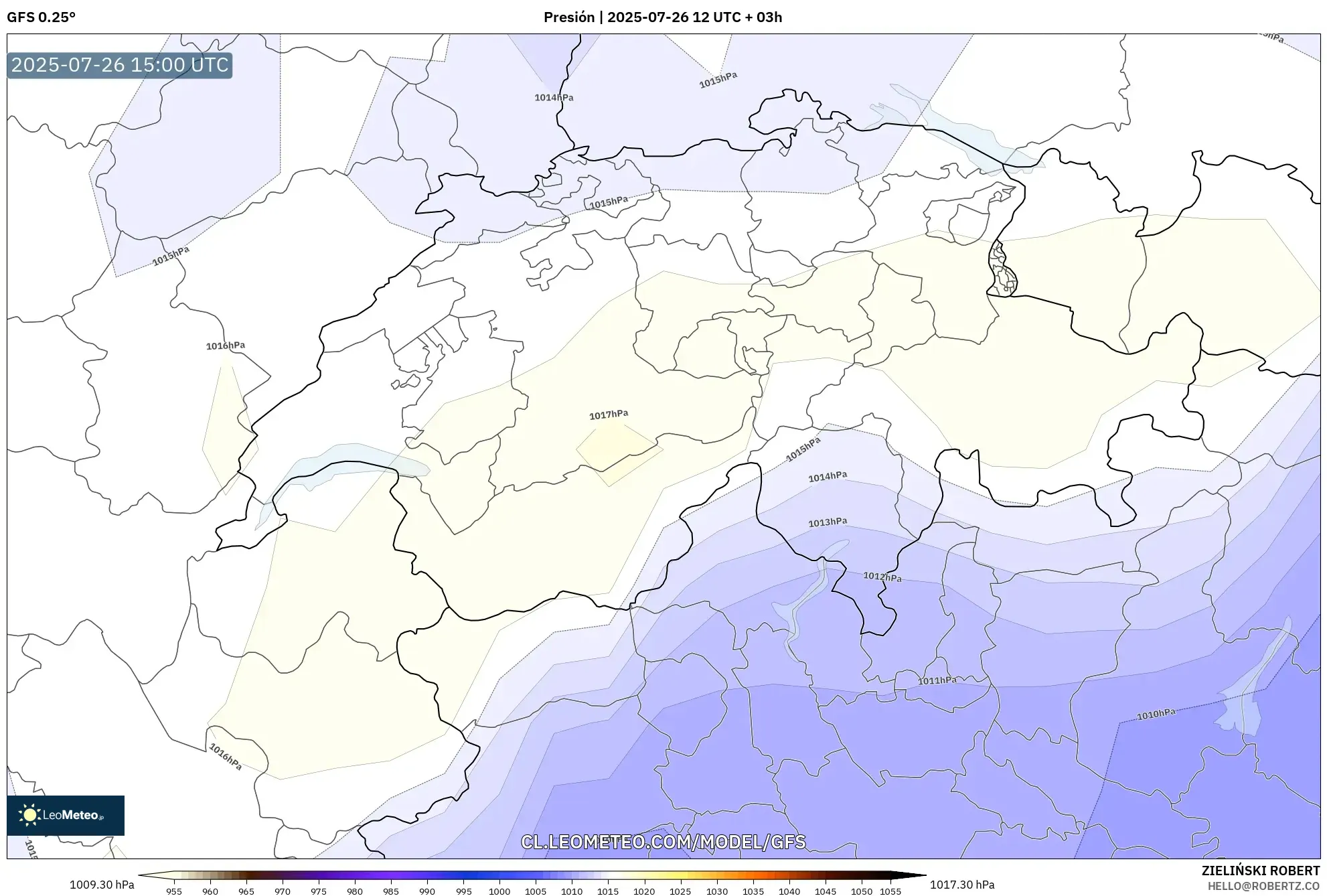 GFS model - Suiza, Presión