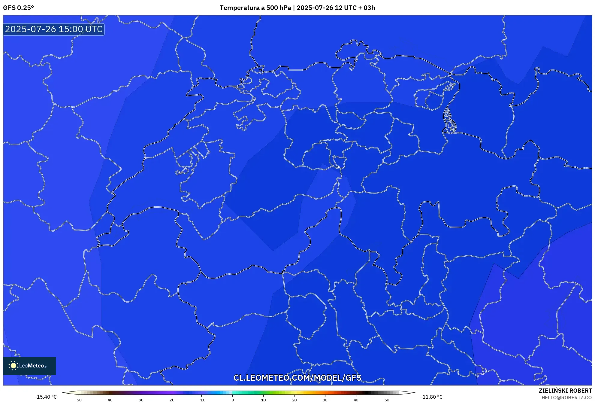 GFS model - Suiza, Temperatura a 500 hPa