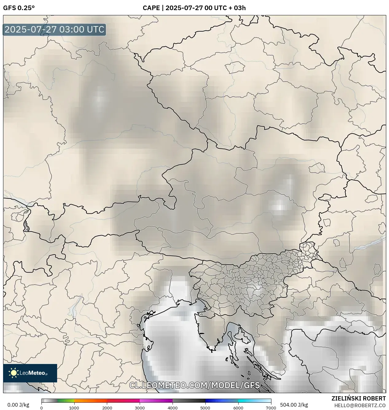 GFS model - Austria, CAPE