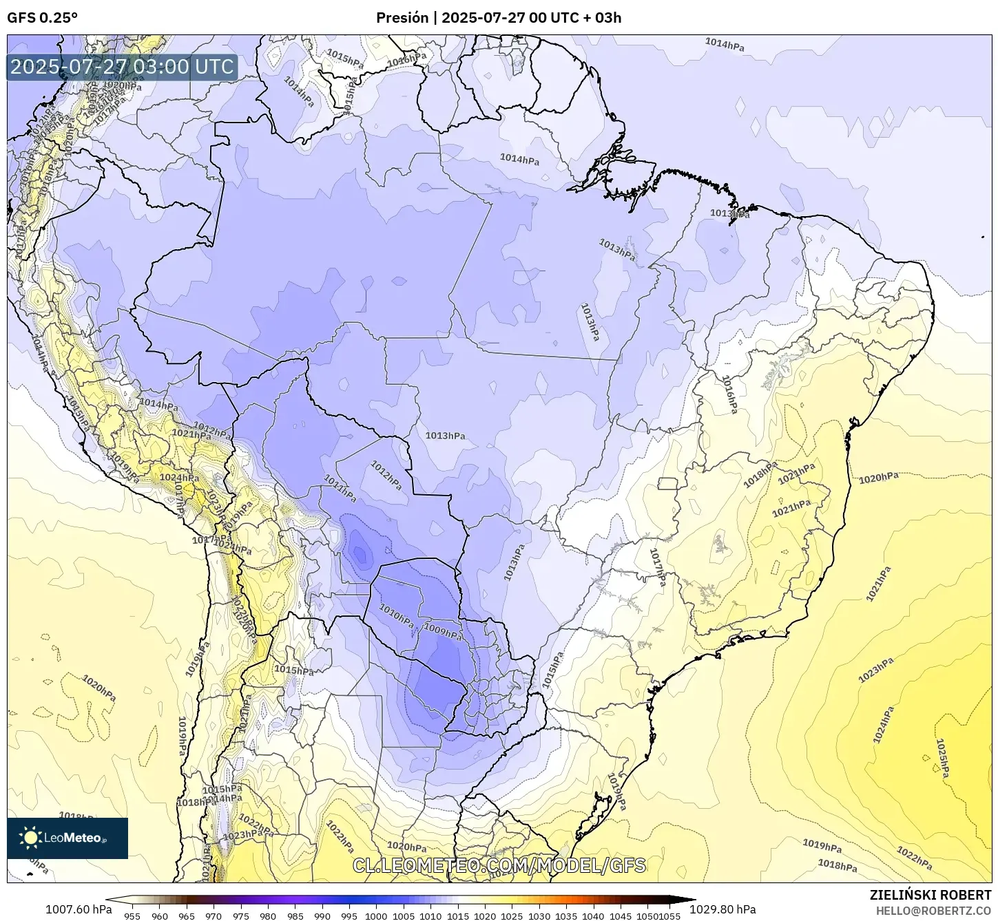 GFS model - Brasil, Presión
