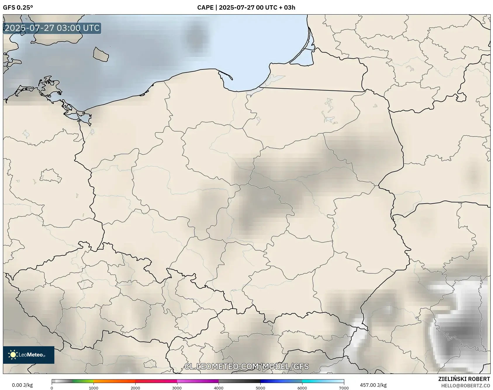 GFS model - Polonia, CAPE