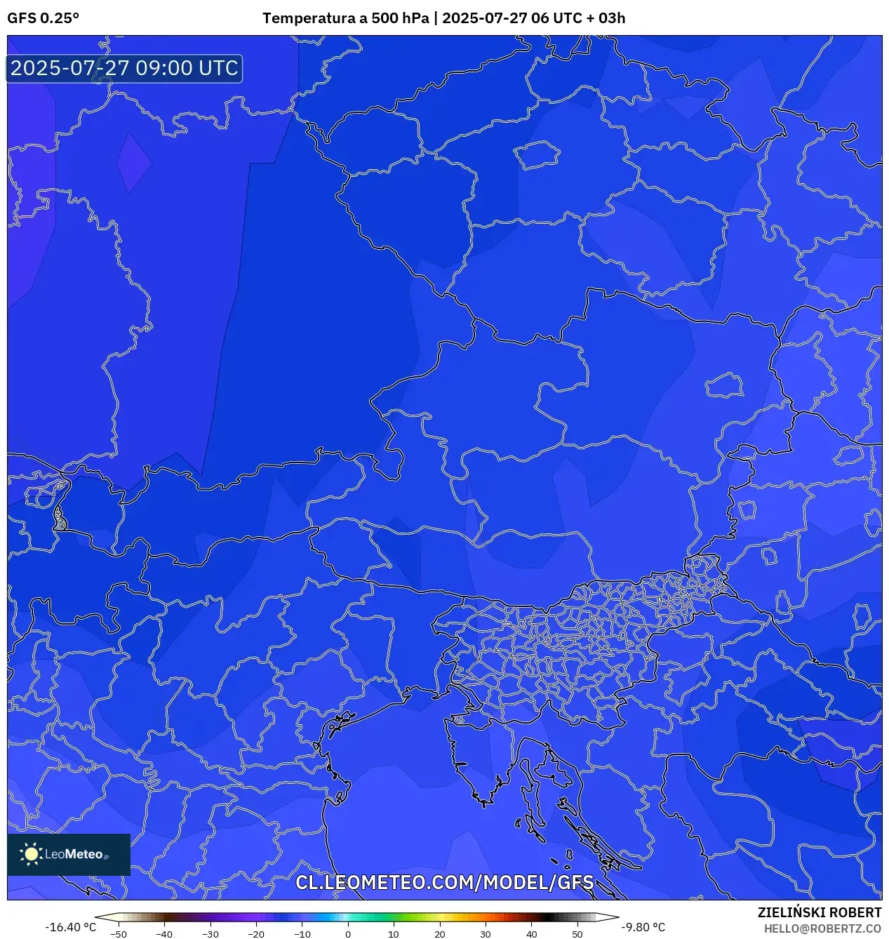 GFS model - Austria, Temperatura a 500 hPa GFS model - Austria, Temperatura a 500 hPa