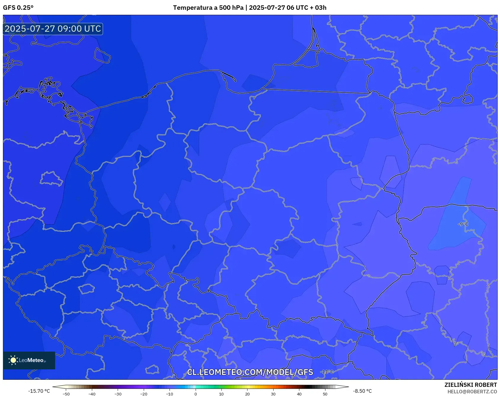 GFS model - Polonia, Temperatura a 500 hPa GFS model - Polonia, Temperatura a 500 hPa