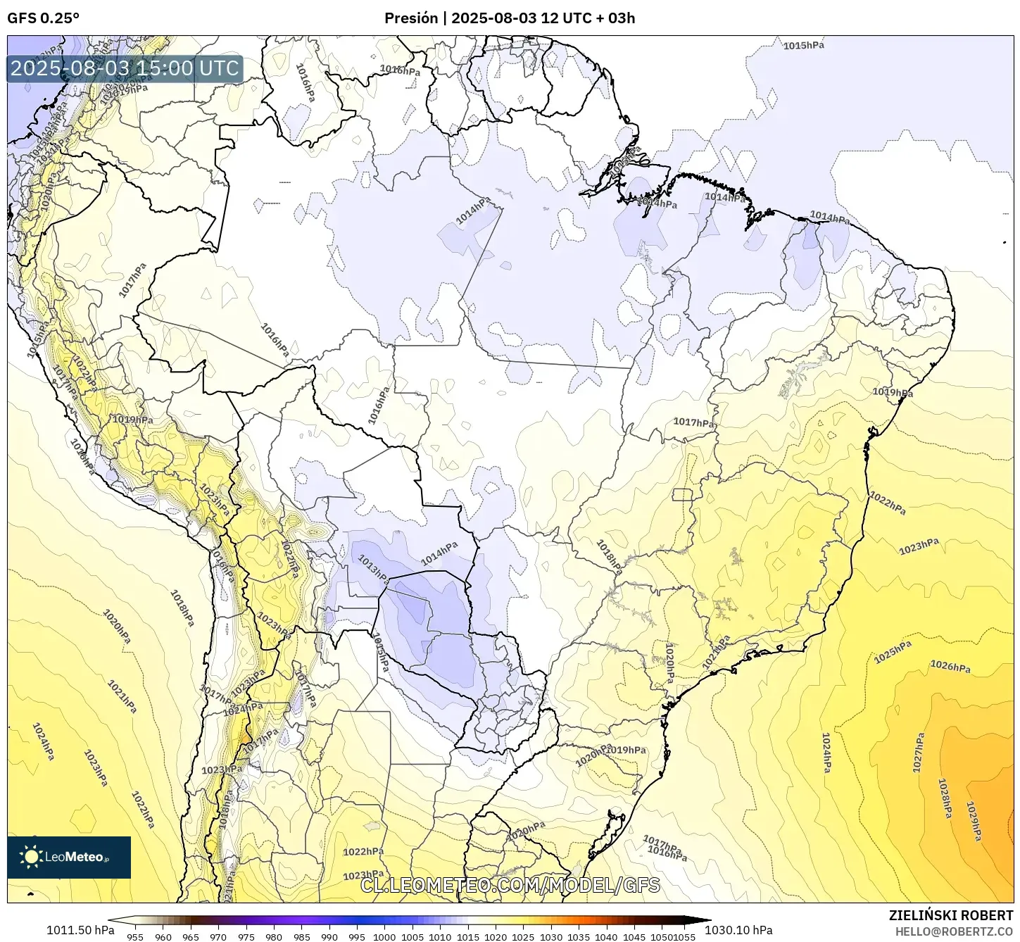 GFS model - Brasil, Presión