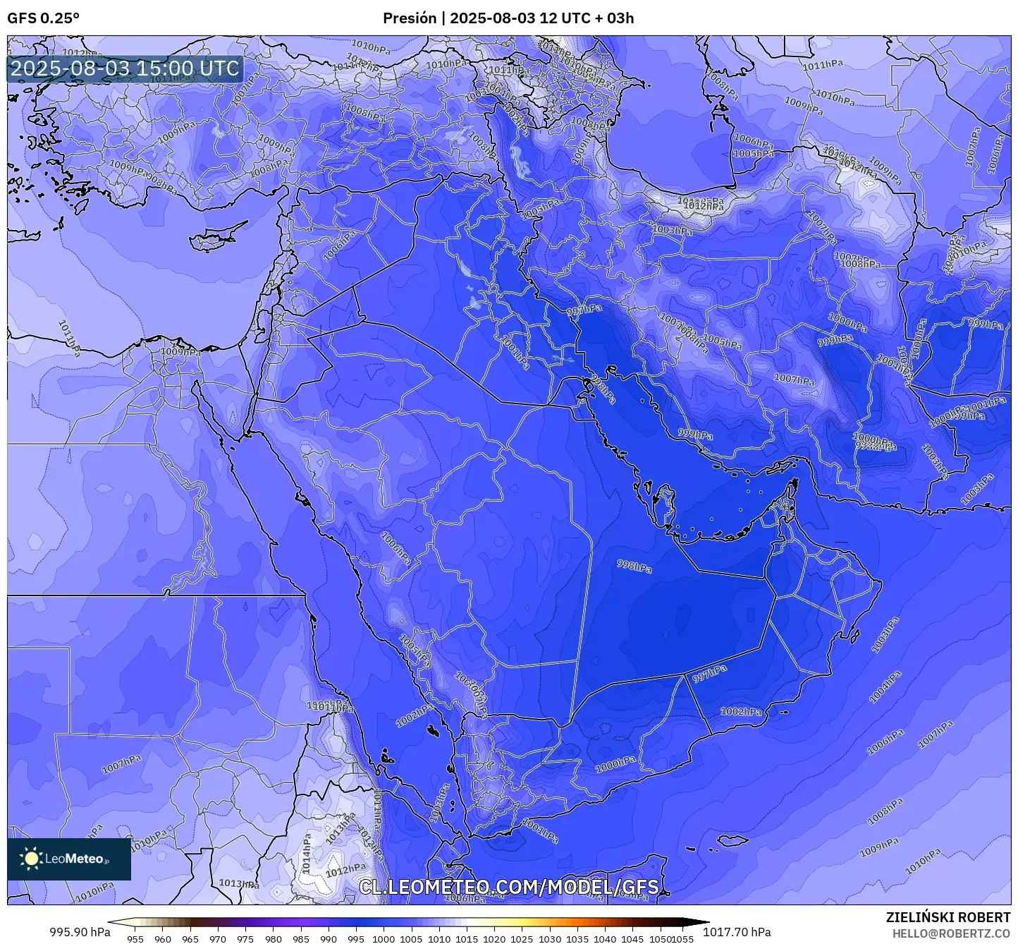 GFS model - Oriente Medio, Presión