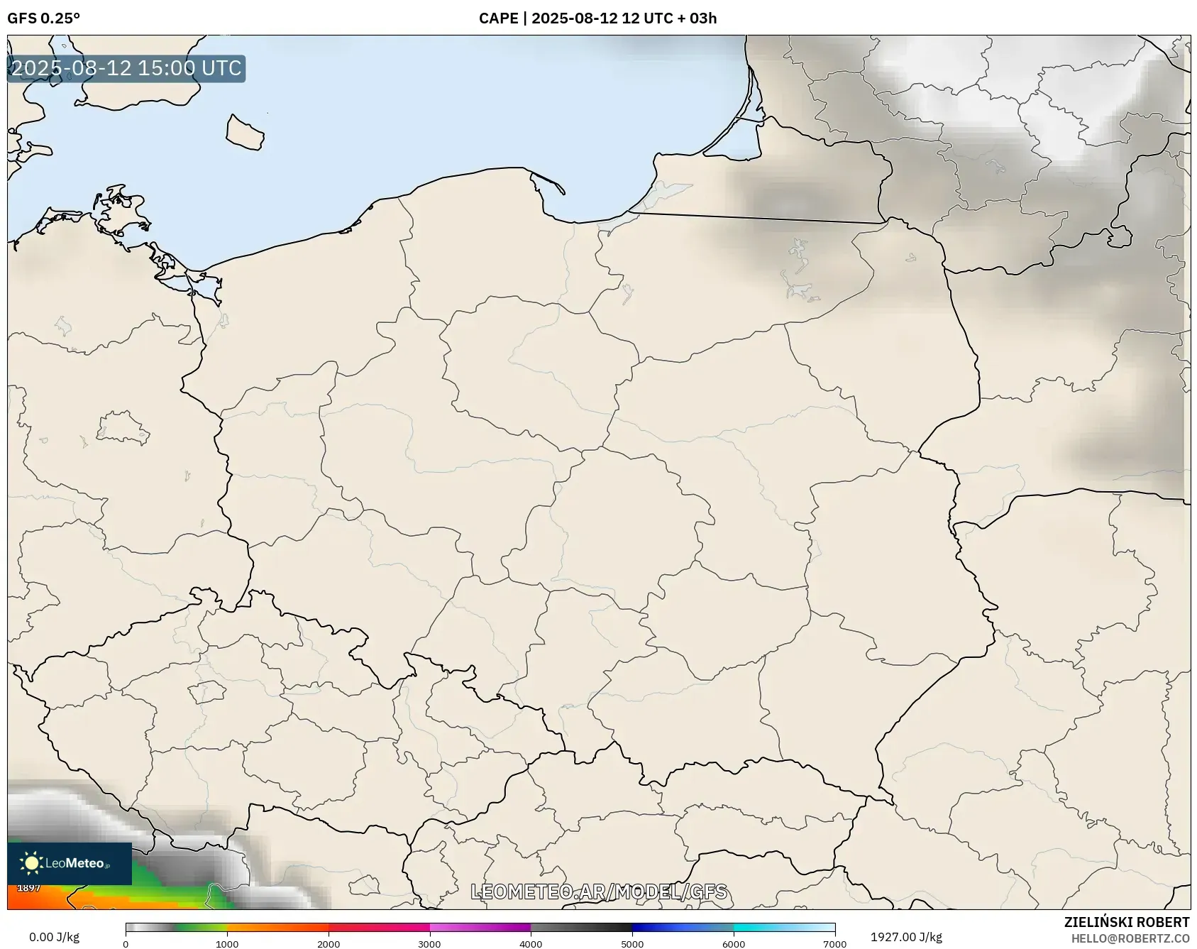 GFS model - Polonia, CAPE