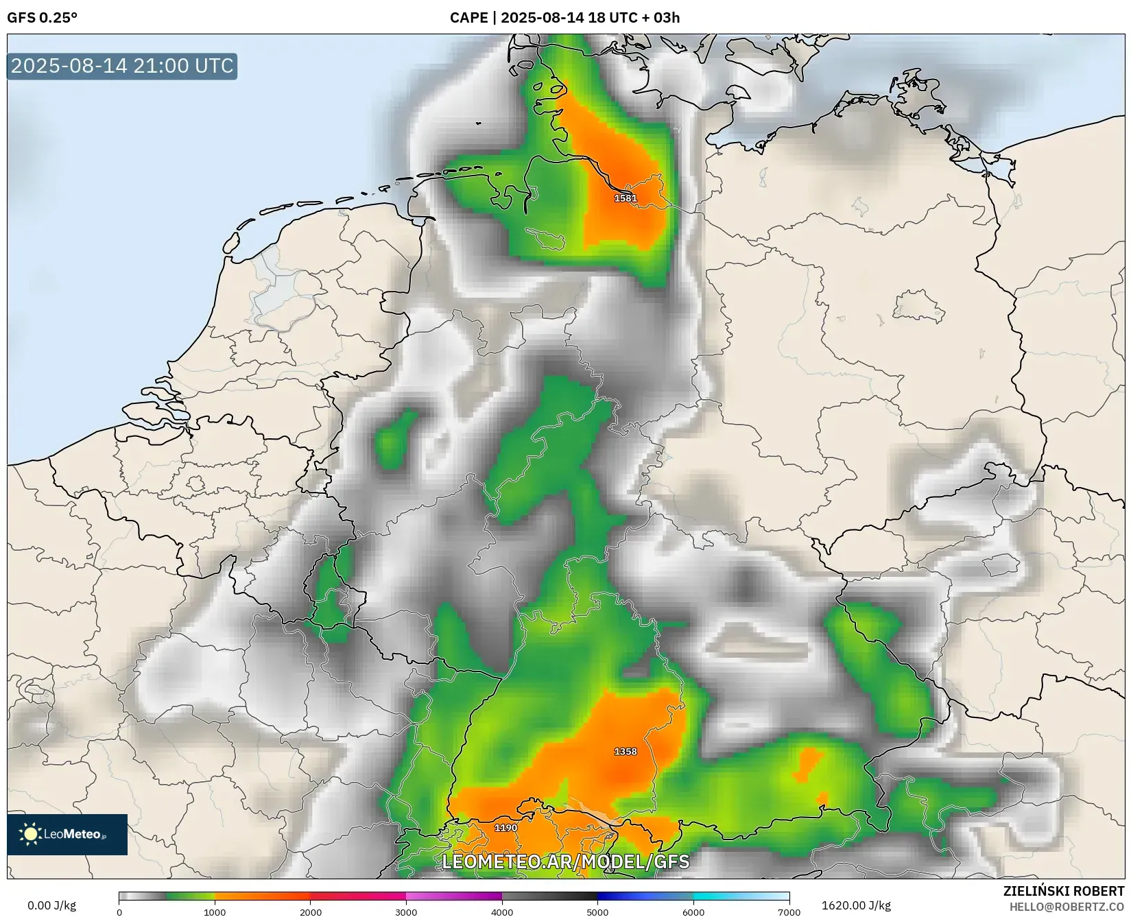 GFS model - Alemania, CAPE