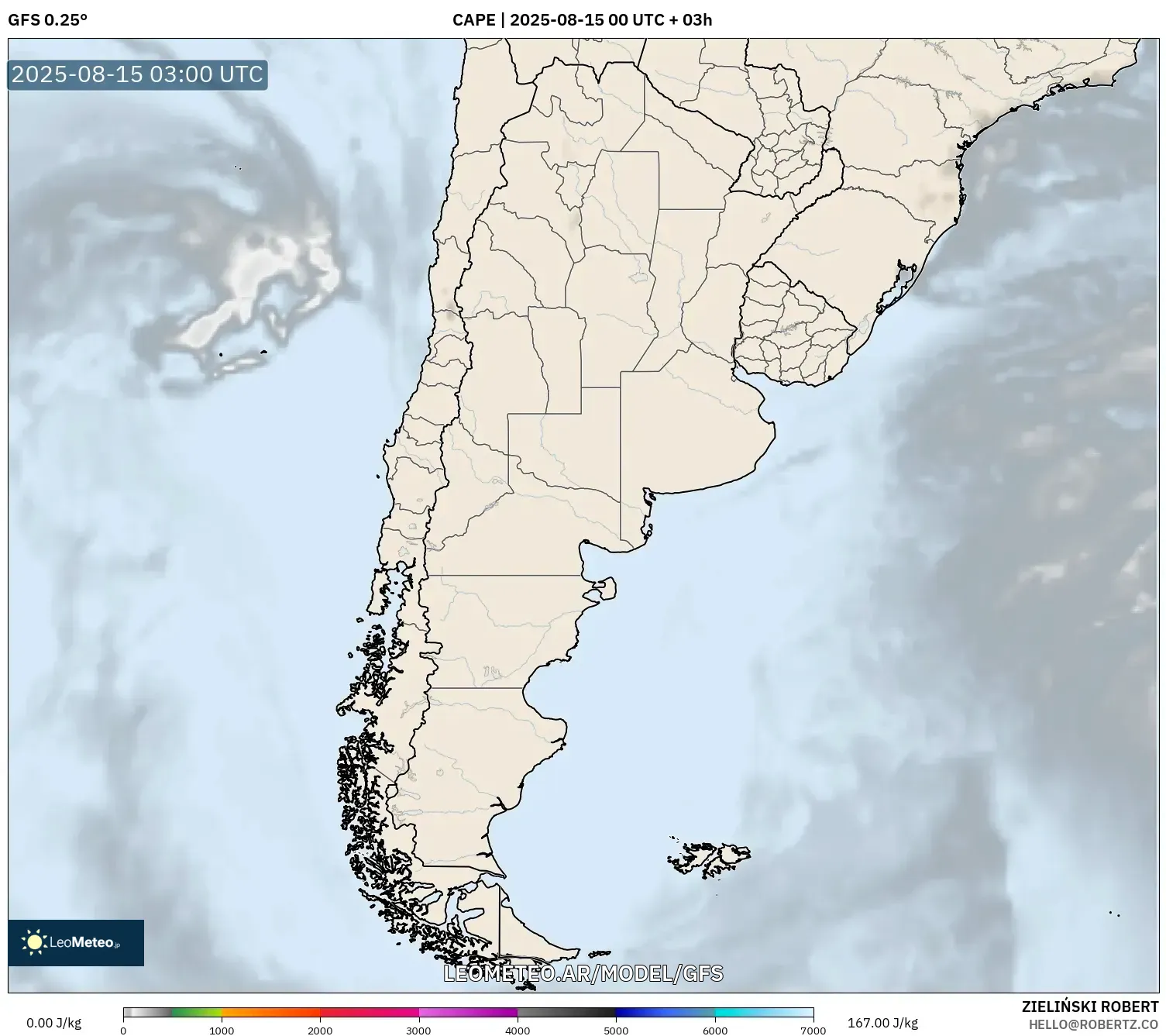 GFS model - Argentina, CAPE