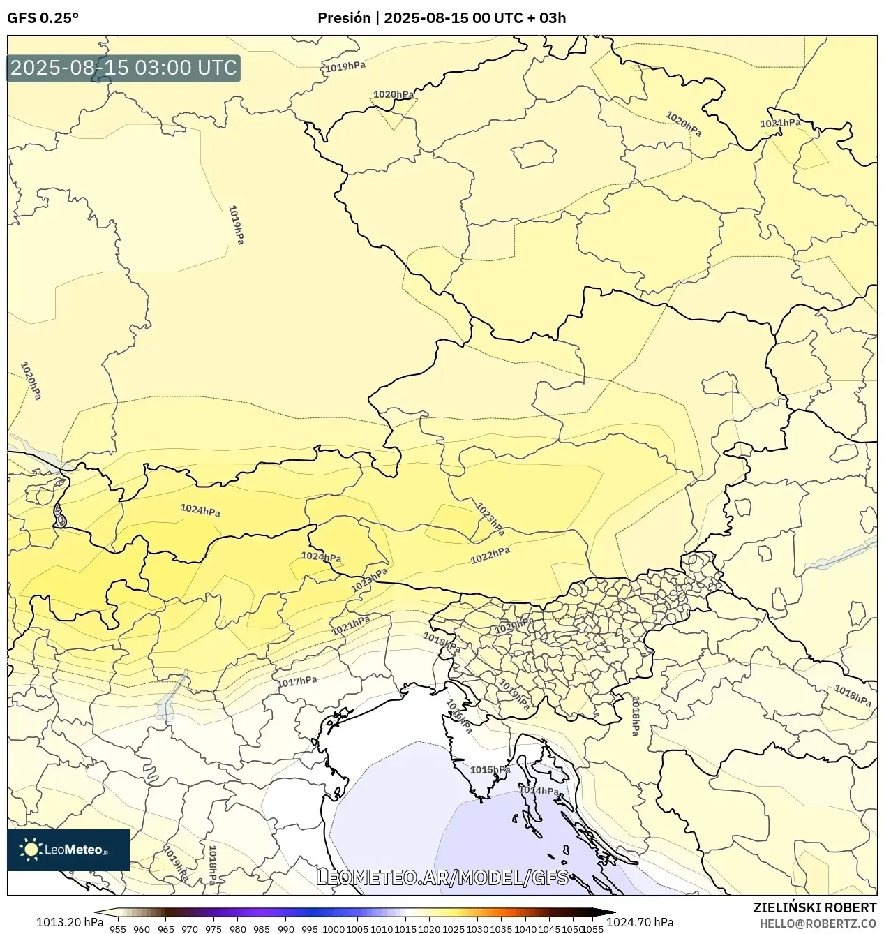 GFS model - Austria, Presión