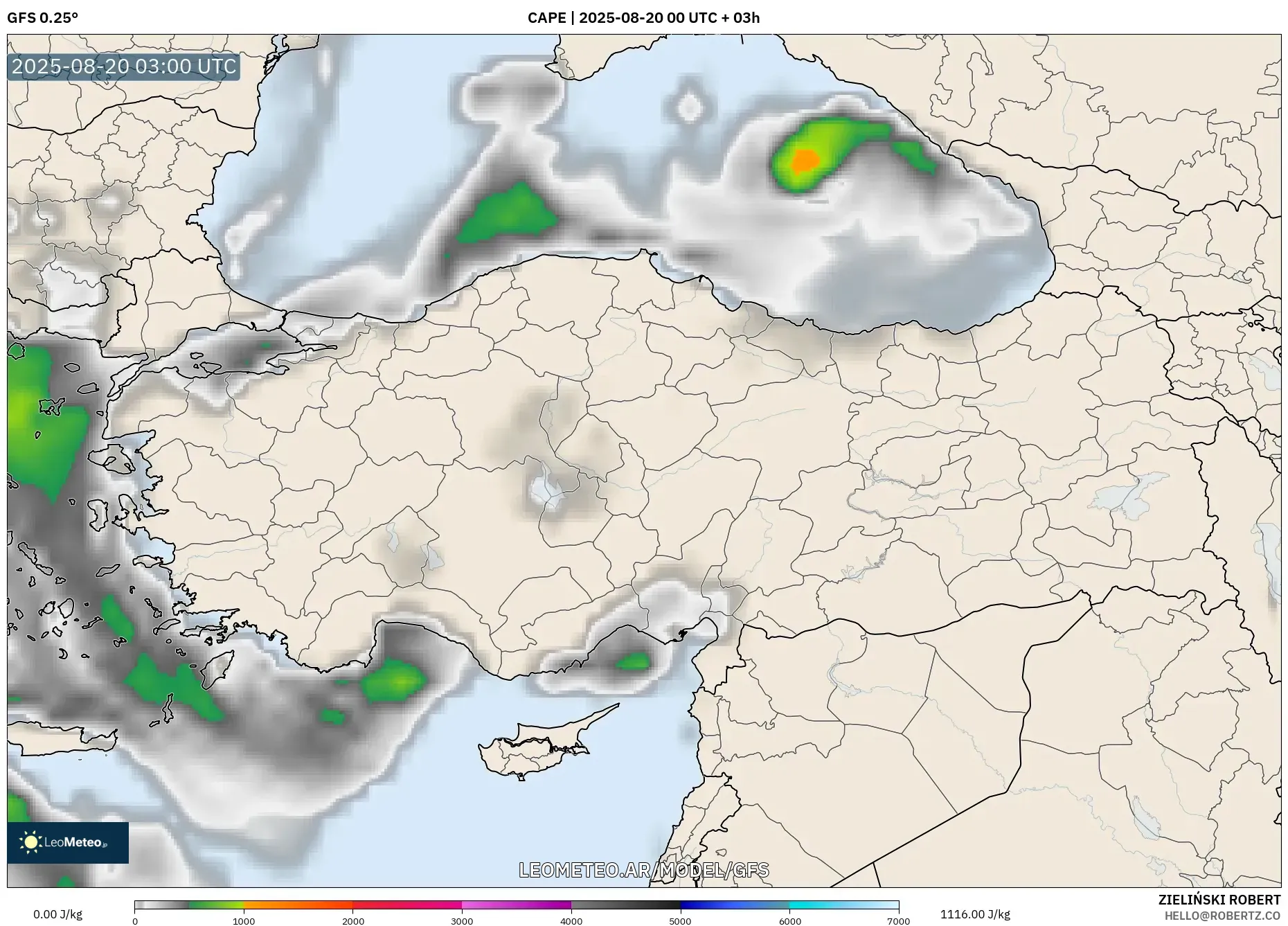 GFS model - Turquía, CAPE