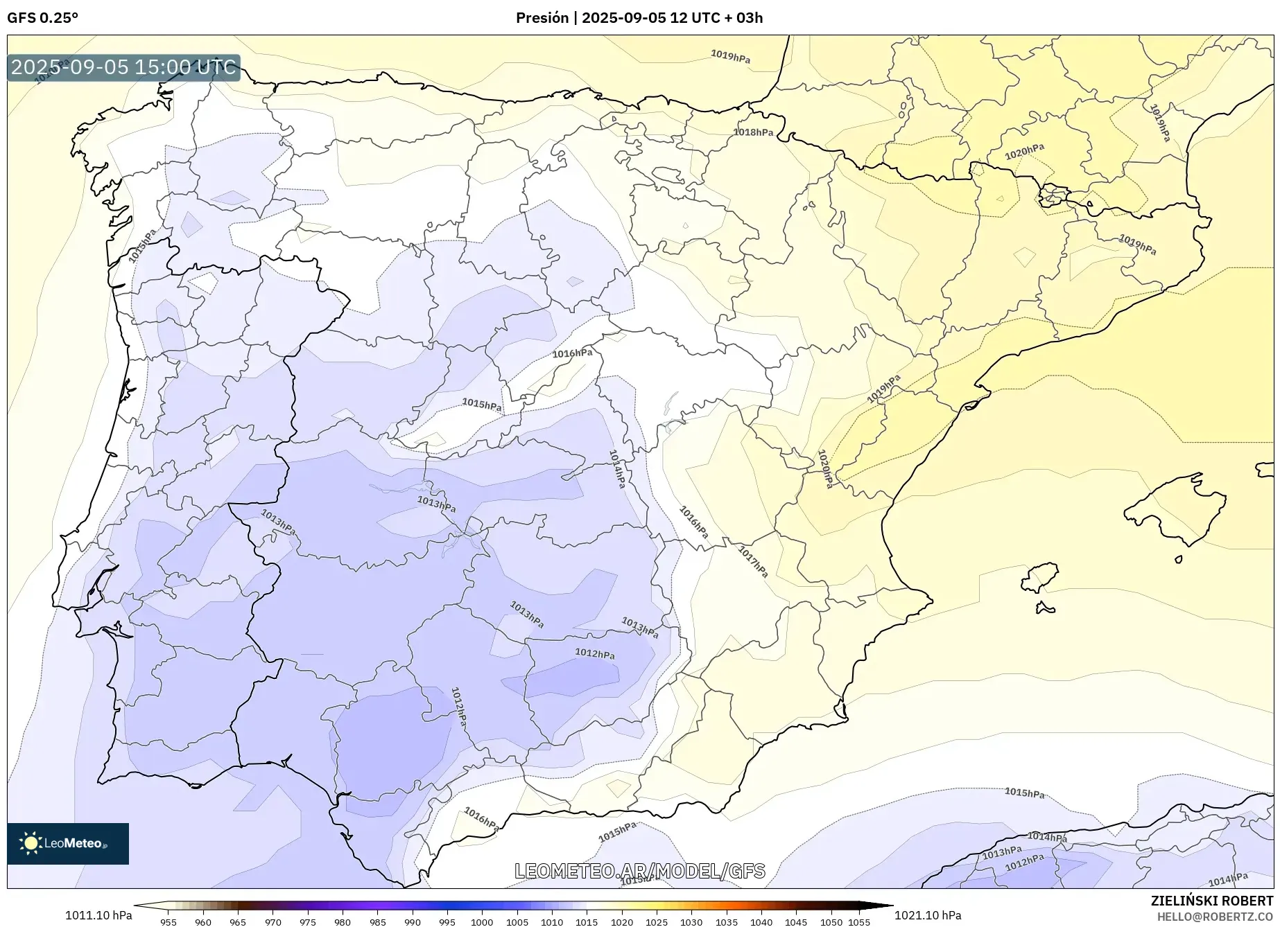 GFS model - España, Presión