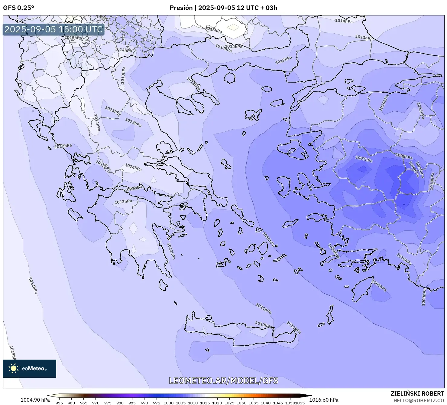 GFS model - Grecia, Presión GFS model - Grecia, Presión