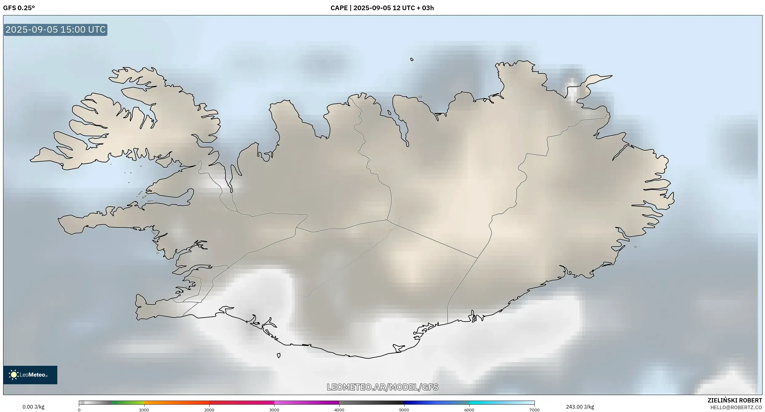 GFS model - Islandia, CAPE
