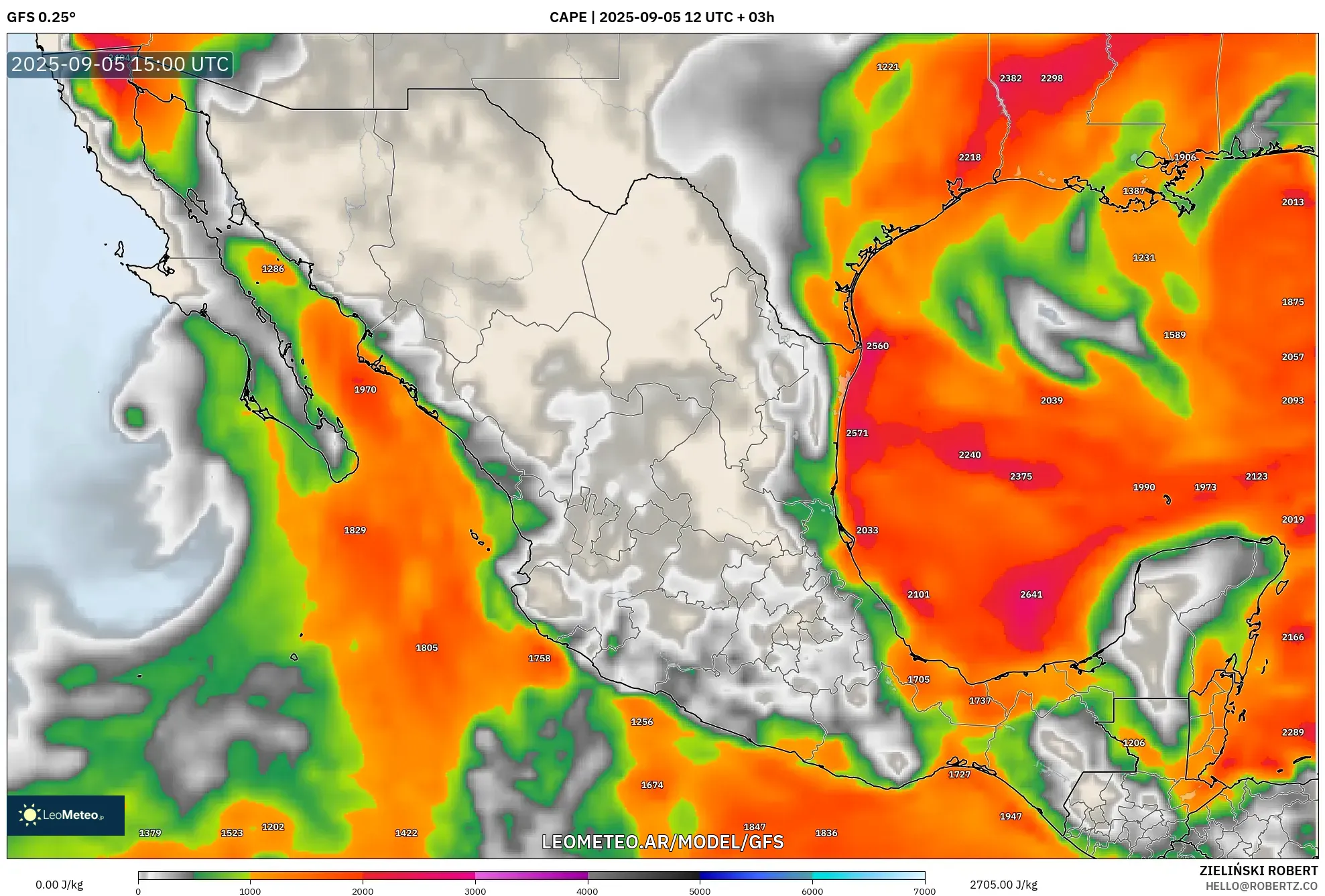 GFS model - México, CAPE