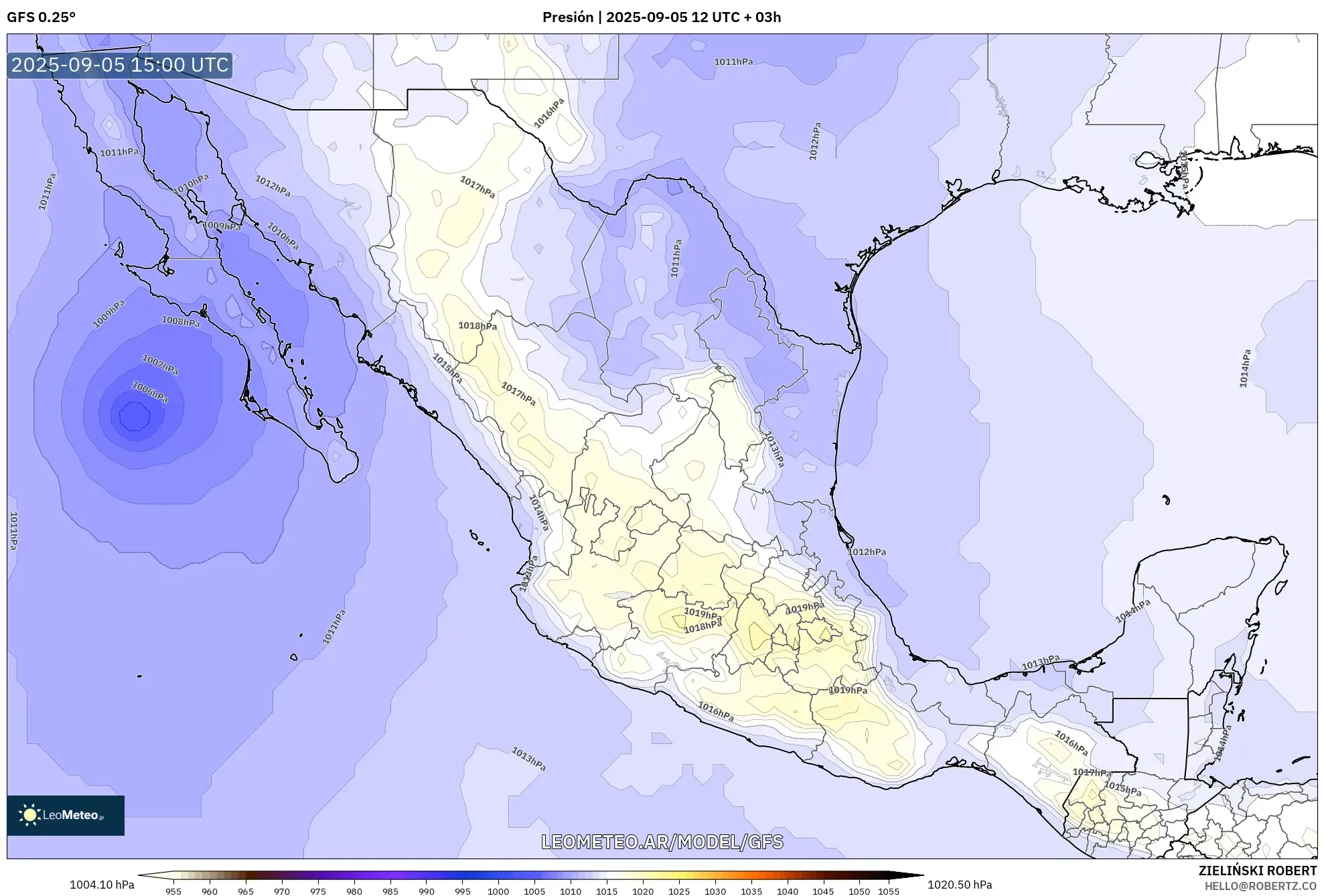 GFS model - México, Presión GFS model - México, Presión