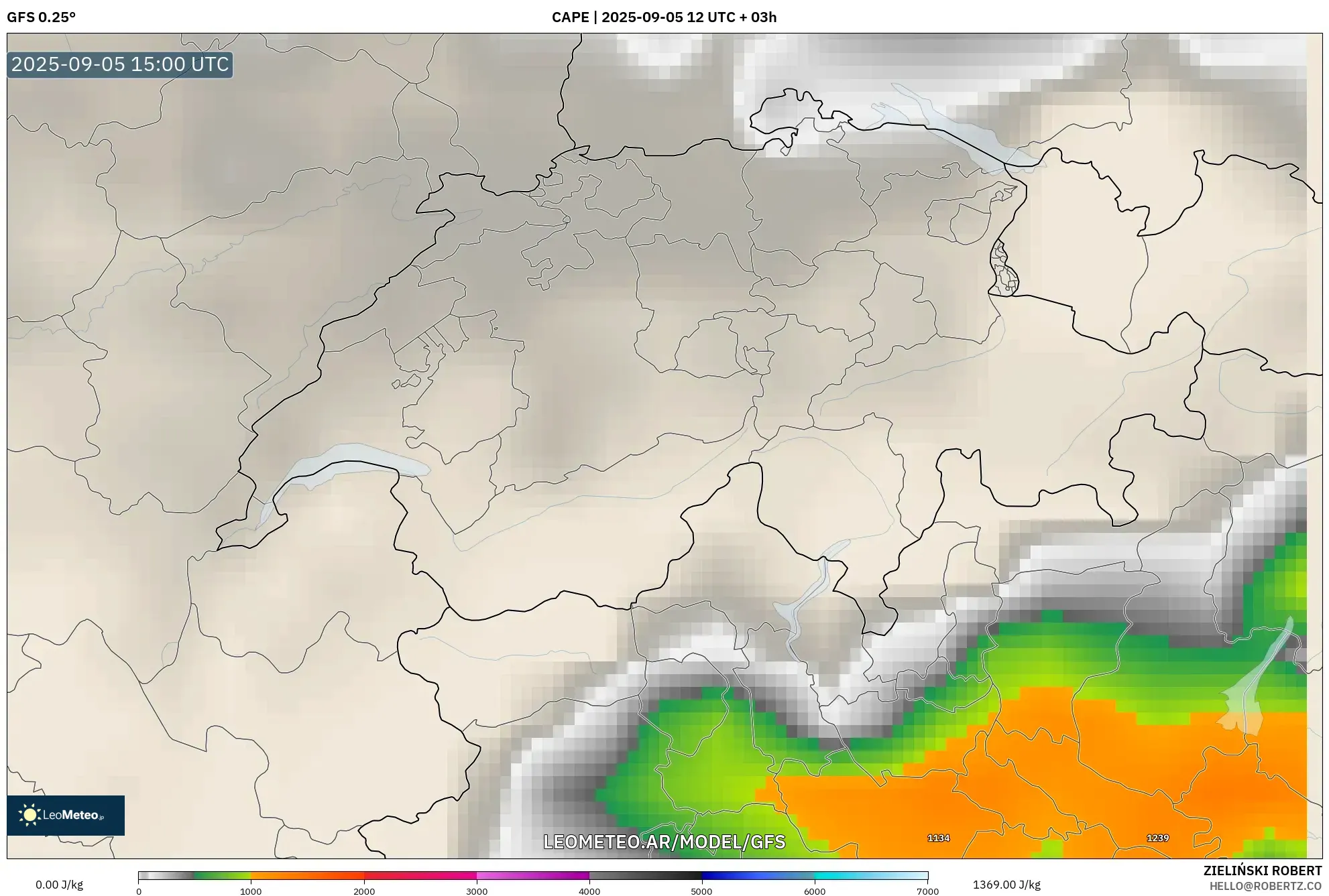 GFS model - Suiza, CAPE