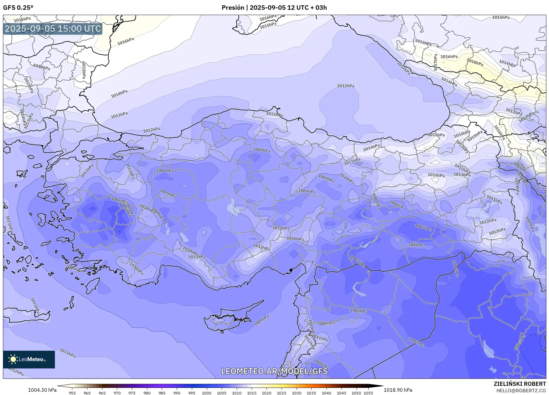 GFS model - Turquía, Presión GFS model - Turquía, Presión