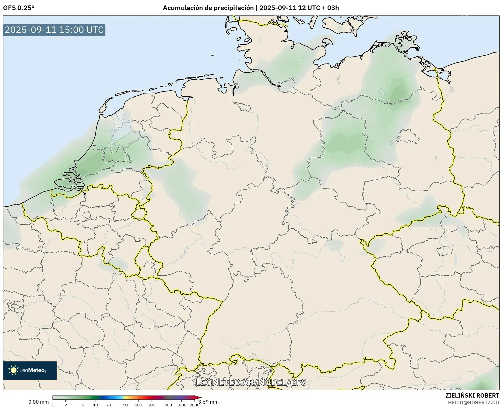 GFS model - Alemania, Acumulación de precipitación