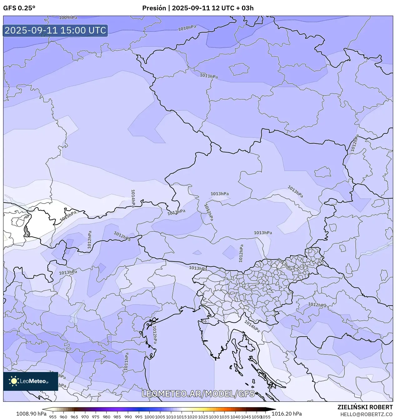GFS model - Austria, Presión
