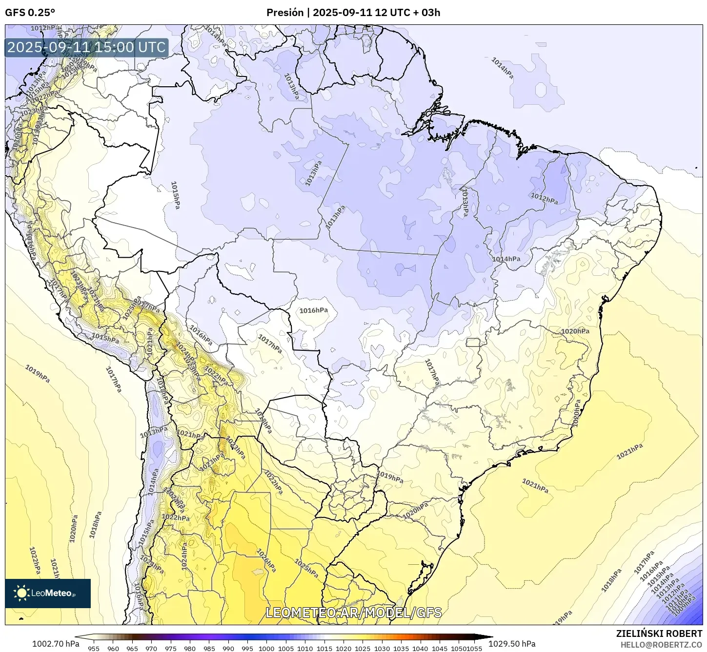 GFS model - Brasil, Presión
