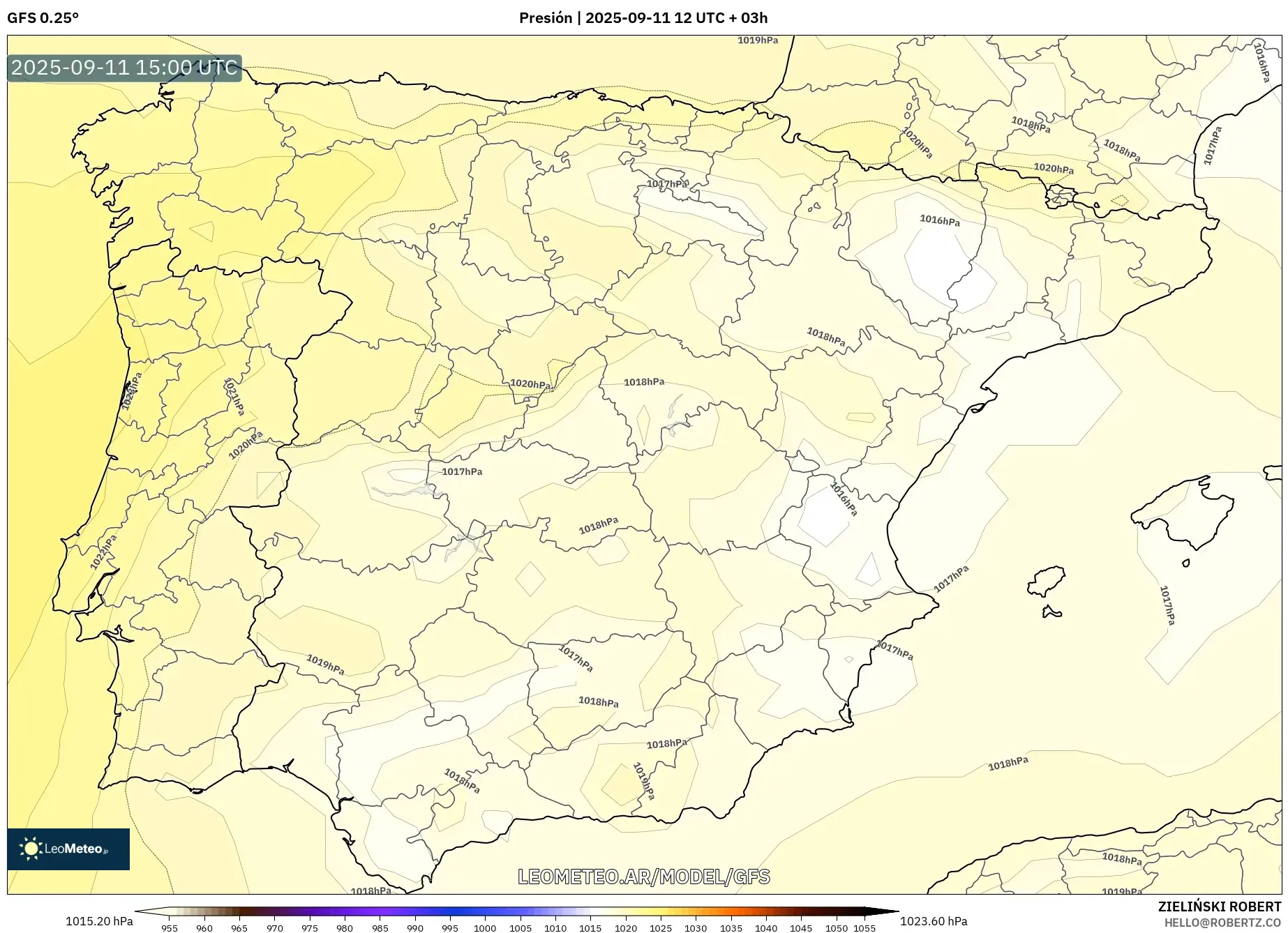 GFS model - España, Presión