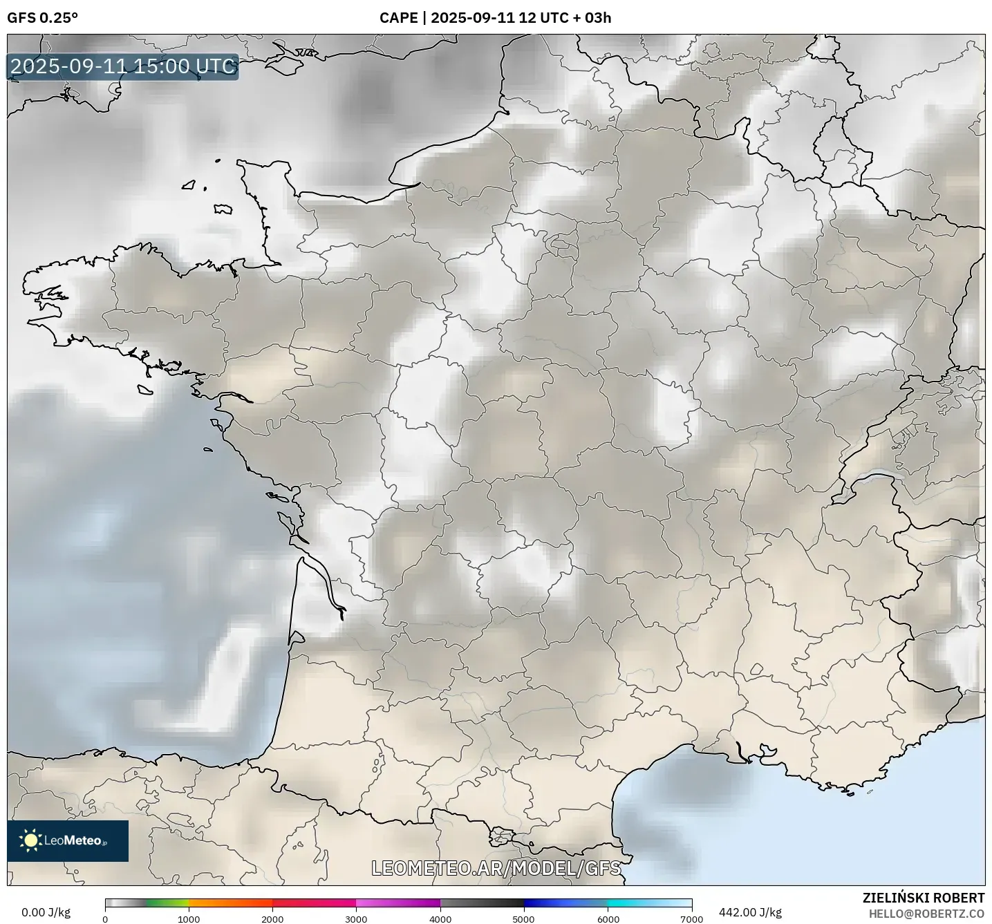 GFS model - Francia, CAPE