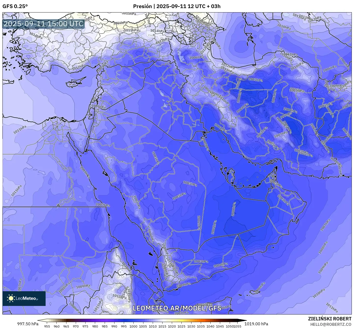 GFS model - Oriente Medio, Presión