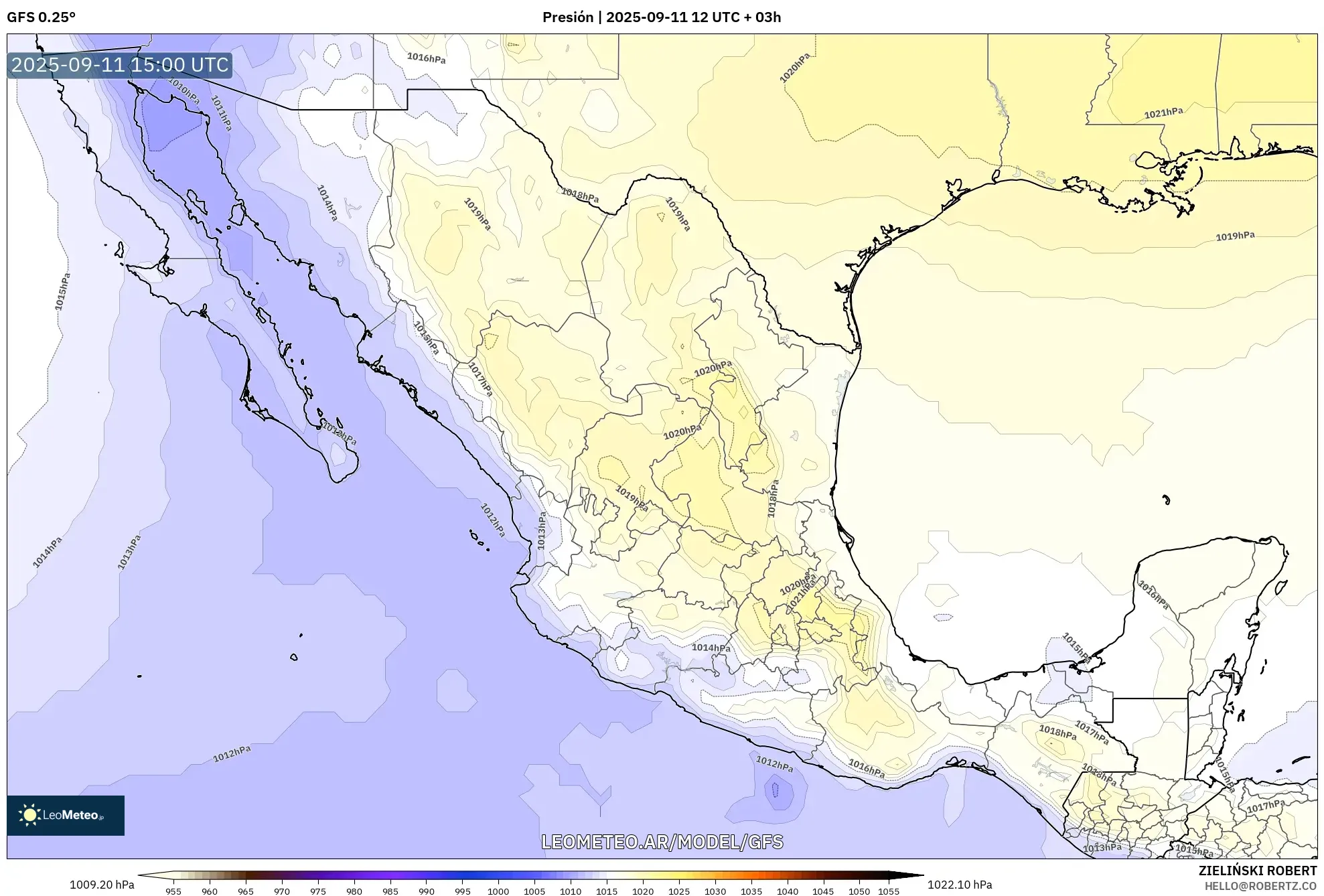 GFS model - México, Presión