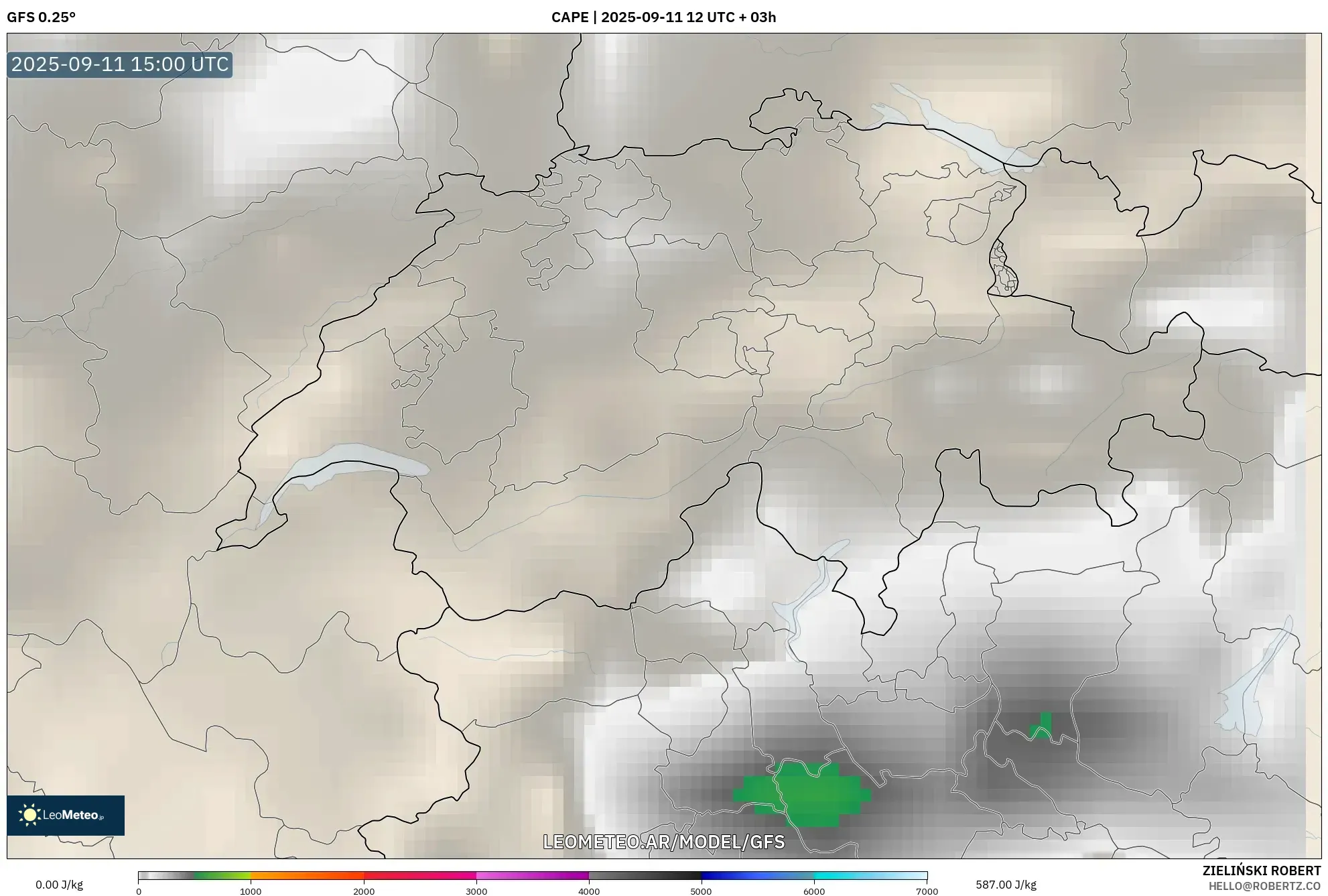 GFS model - Suiza, CAPE