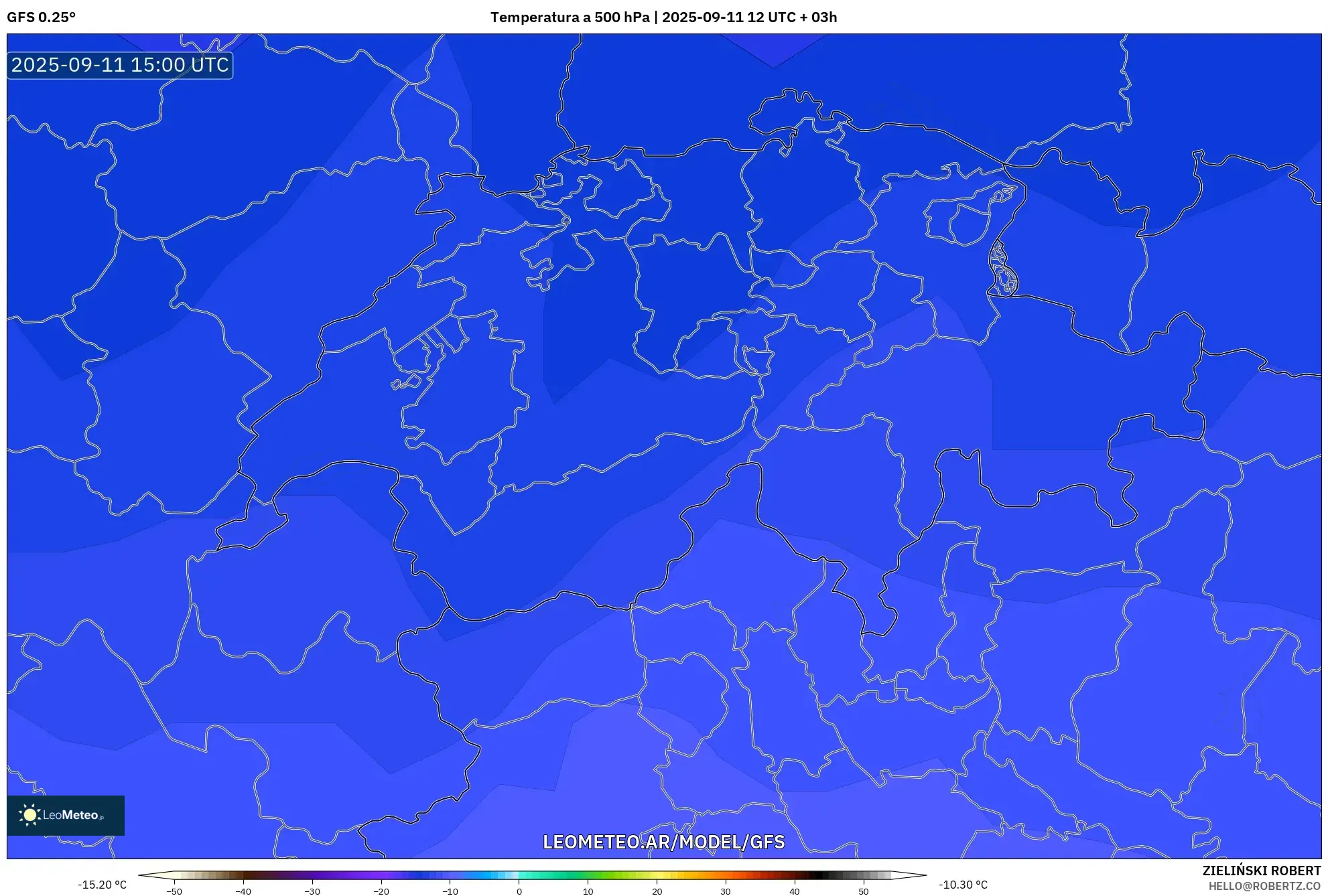 GFS model - Suiza, Temperatura a 500 hPa