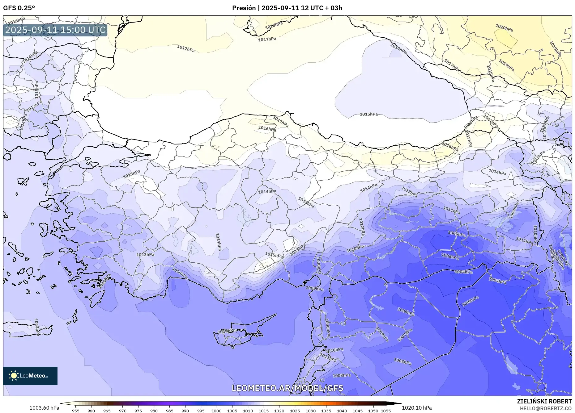 GFS model - Turquía, Presión