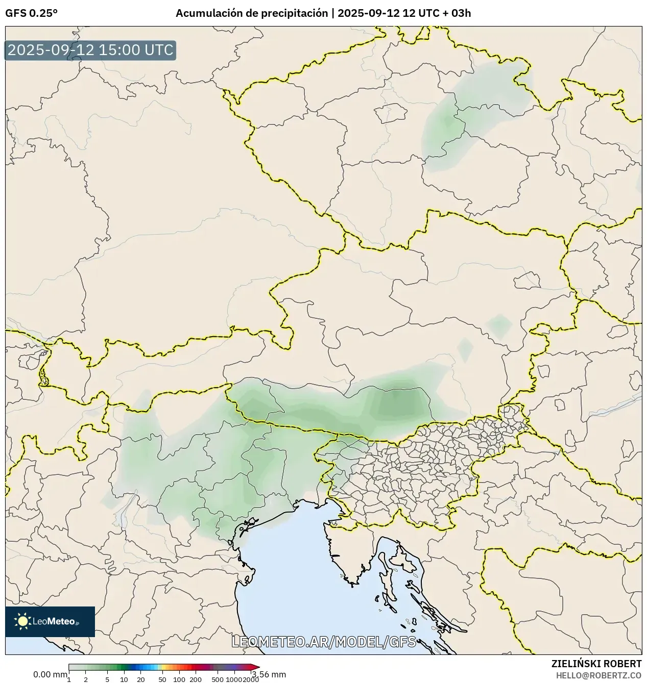 GFS model - Austria, Acumulación de precipitación