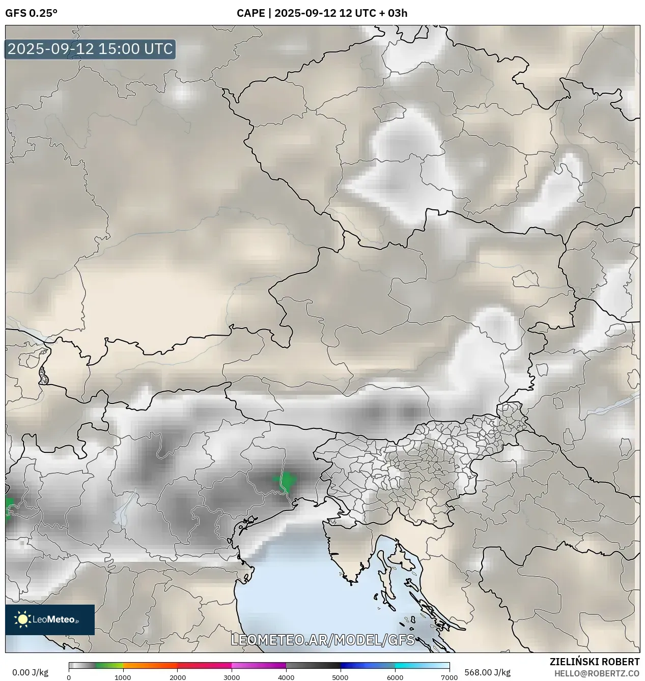 GFS model - Austria, CAPE