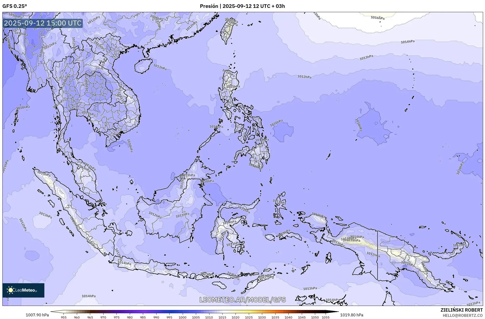 GFS model - Sudeste Asiático, Presión