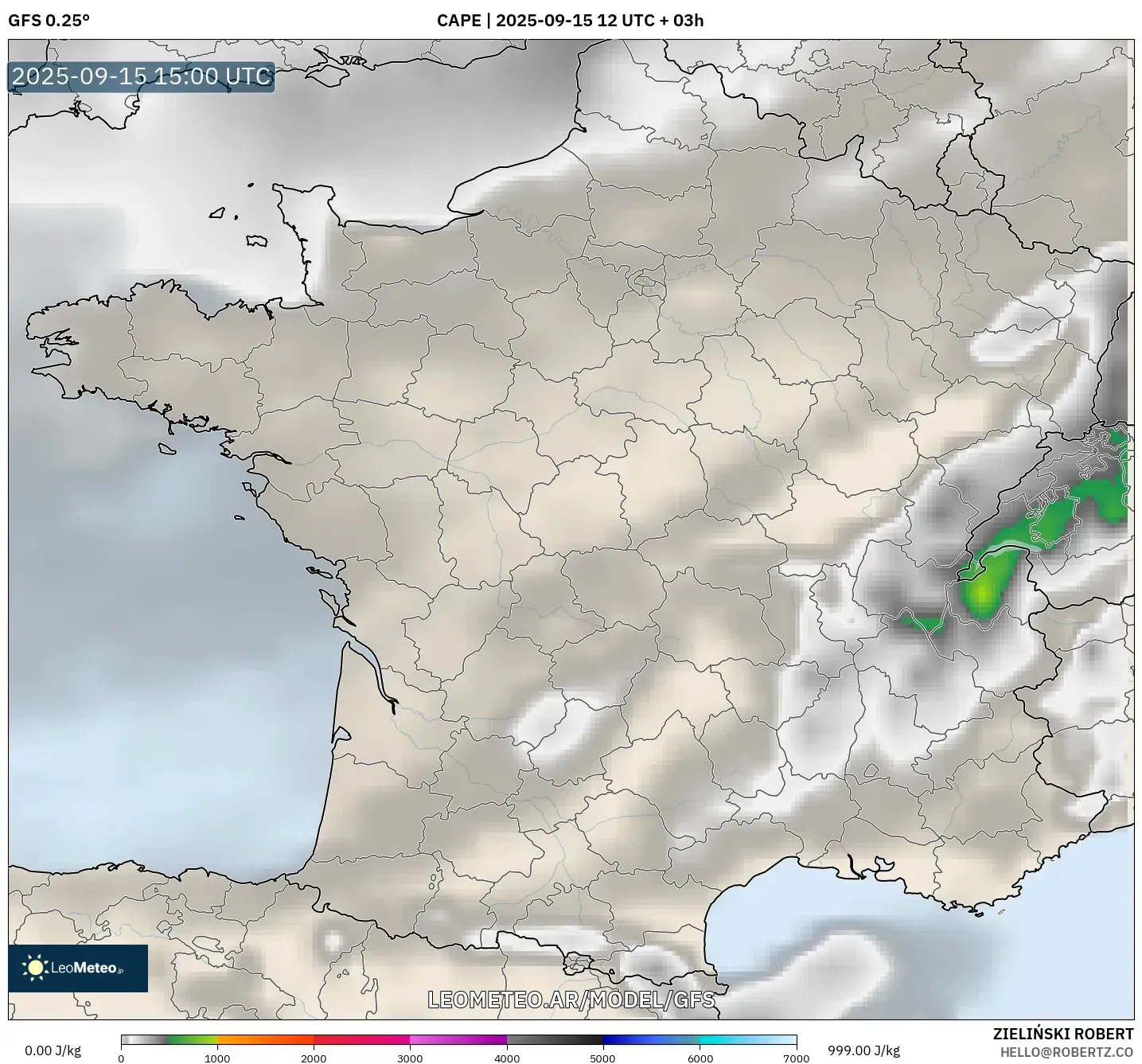 GFS model - Francia, CAPE