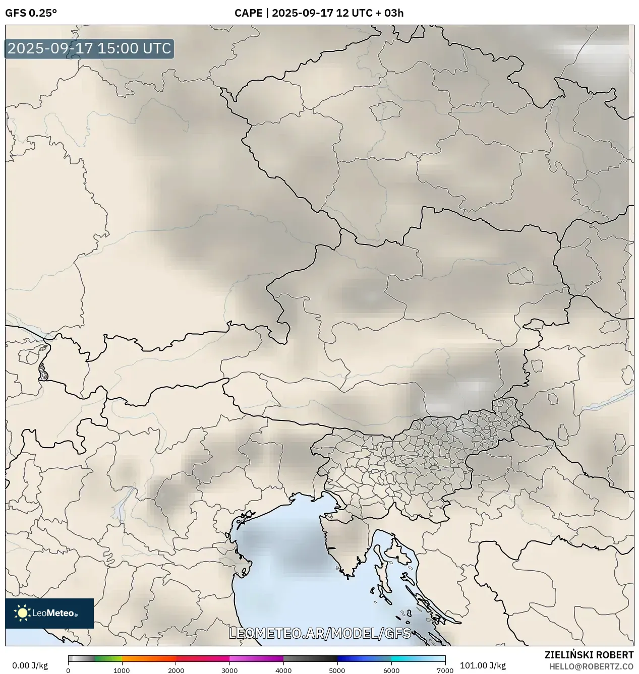 GFS model - Austria, CAPE