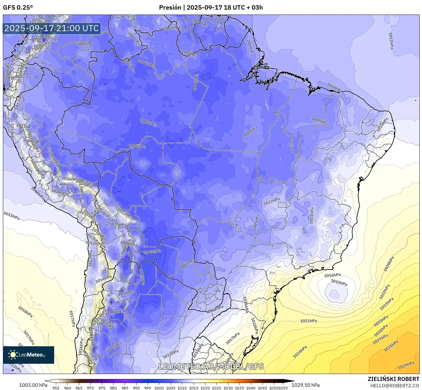 GFS model - Brasil, Presión