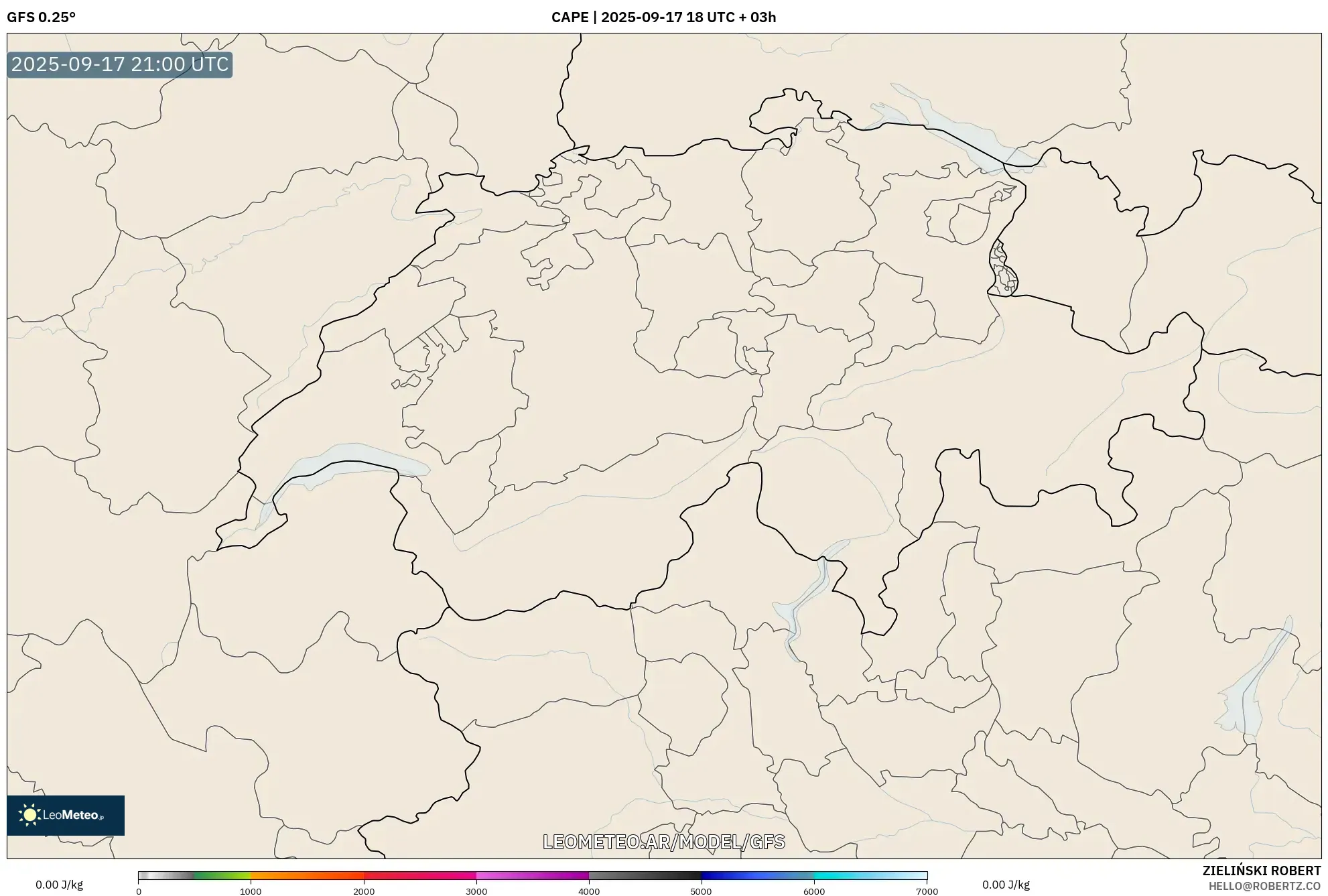 GFS model - Suiza, CAPE