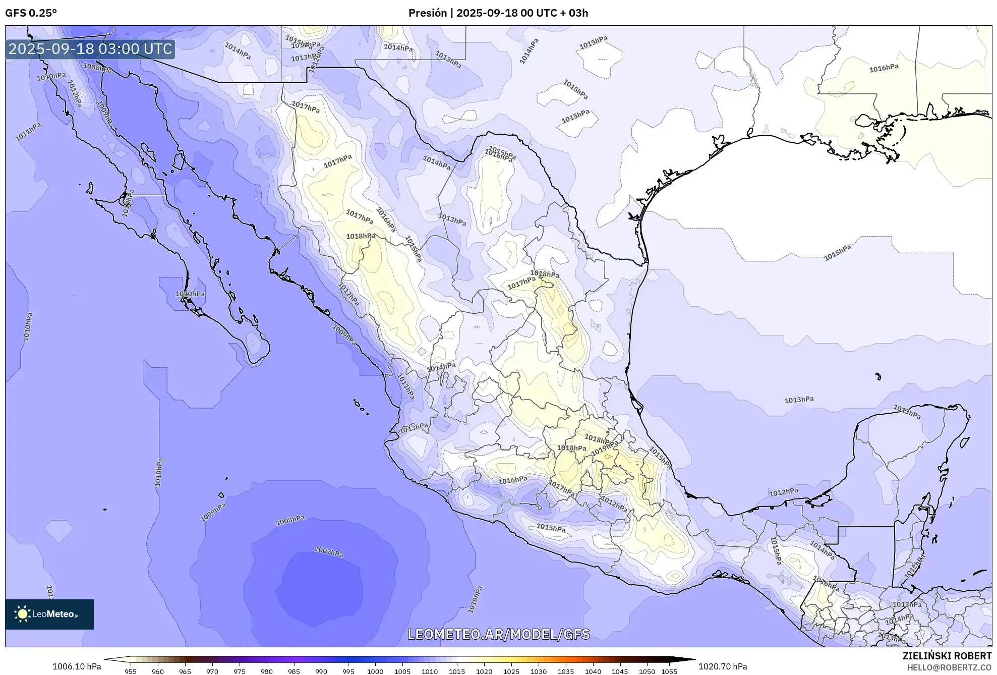 GFS model - México, Presión