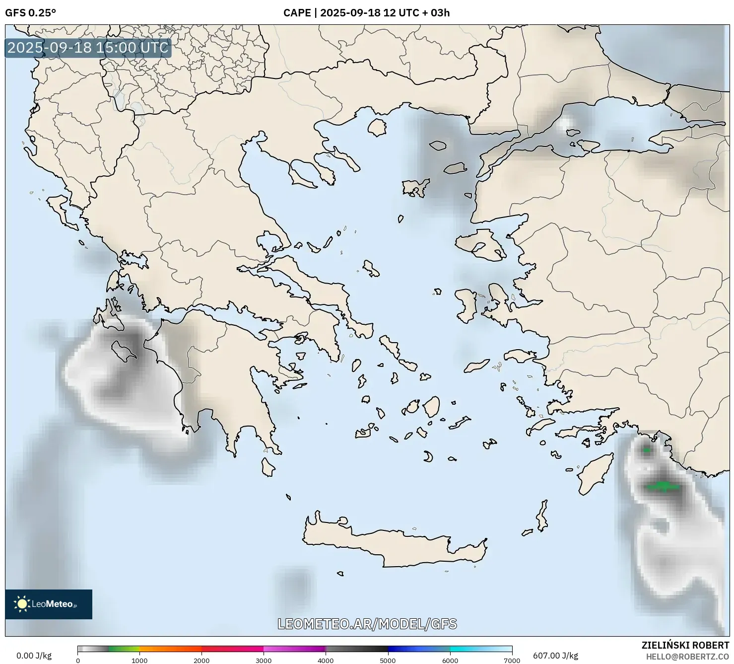 GFS model - Grecia, CAPE GFS model - Grecia, CAPE